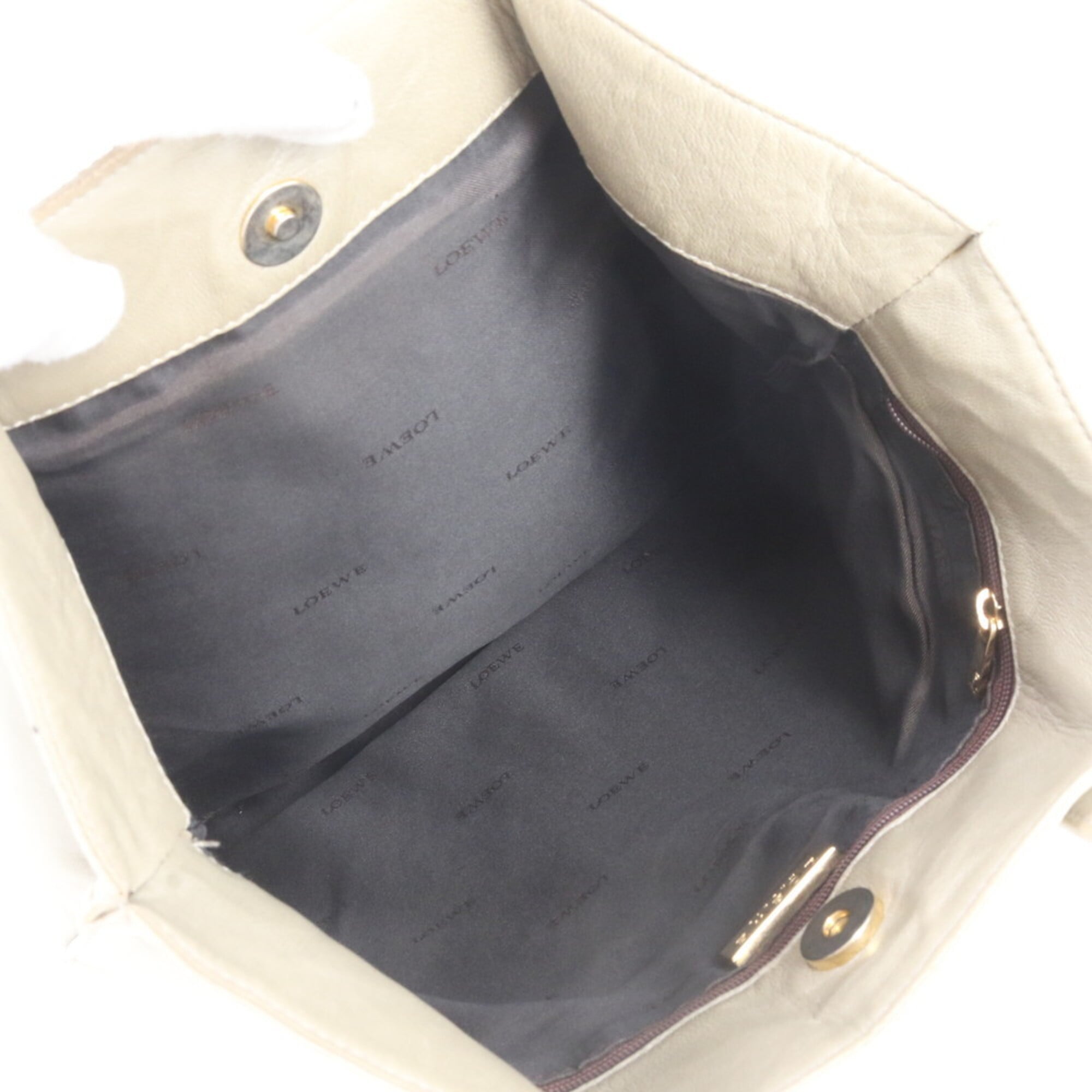 Loewe Gray Leather Handbag Shoulder Bag Tote Bag (Pre-Owned)