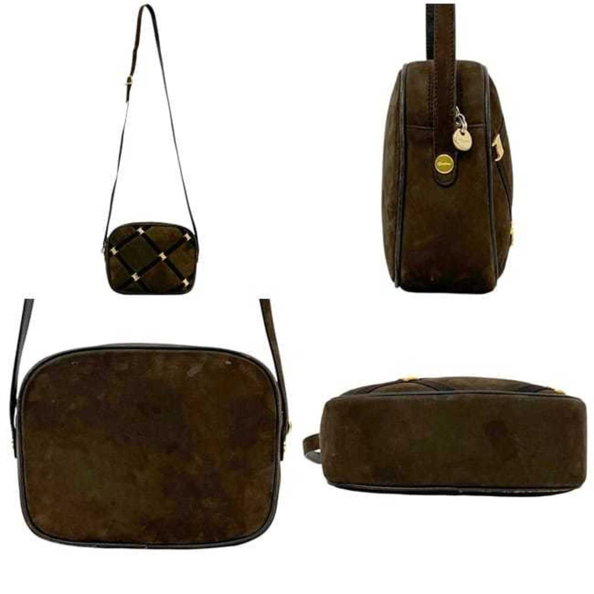 Salvatore Ferragamo Vara Brown Suede Leather Shoulder Bag (Pre-Owned)