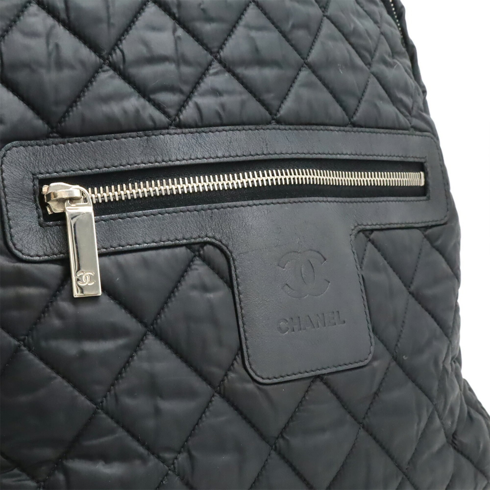 Chanel Black Bordeaux Nylon Leather Backpack (Pre-Owned)