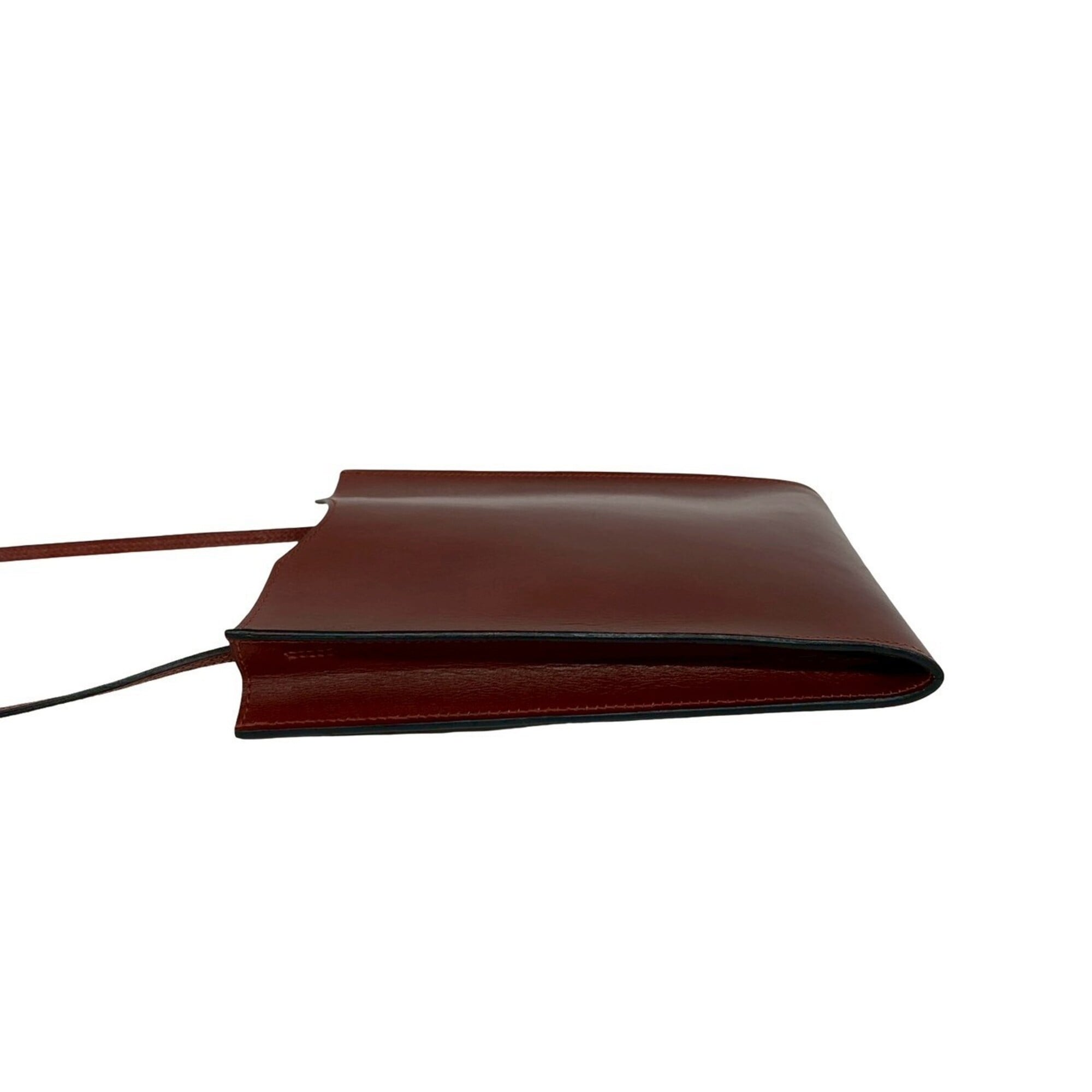 Hermes Red Color Leather Pochette Shoulder Bag (Pre-Owned)