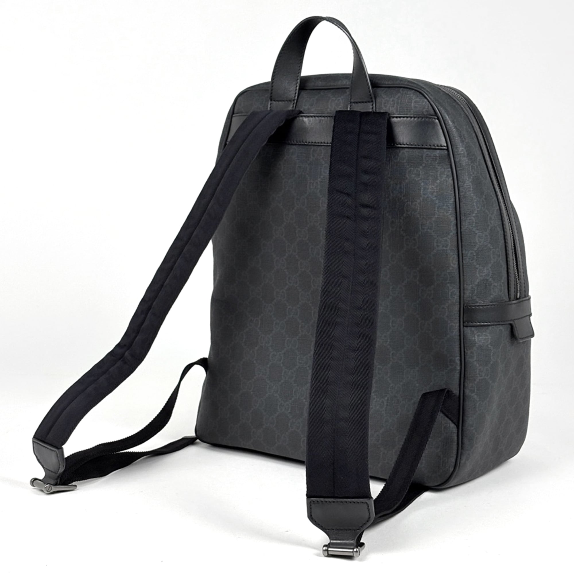 Gucci Black Coated Canvas Leather Backpack (Pre-Owned)