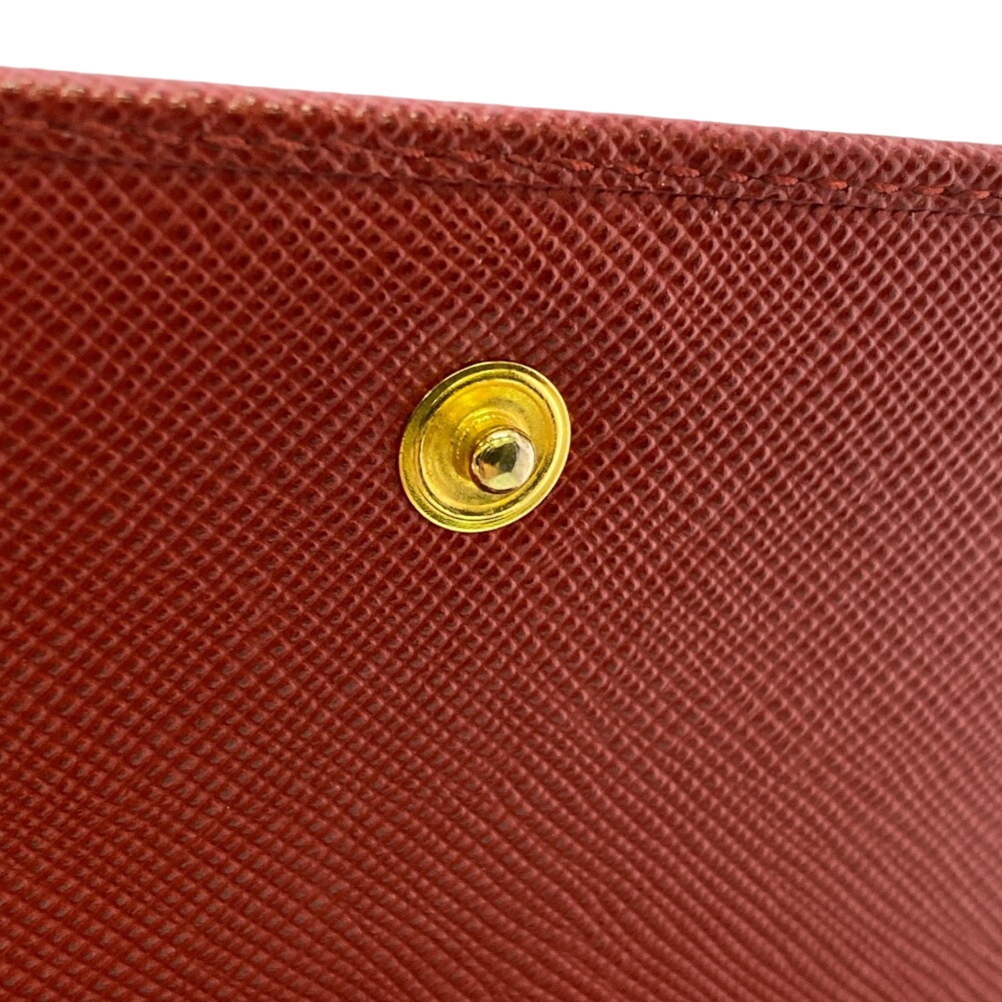 Prada Saffiano Red Color Leather Wallet (Bi-Fold) (Pre-Owned)