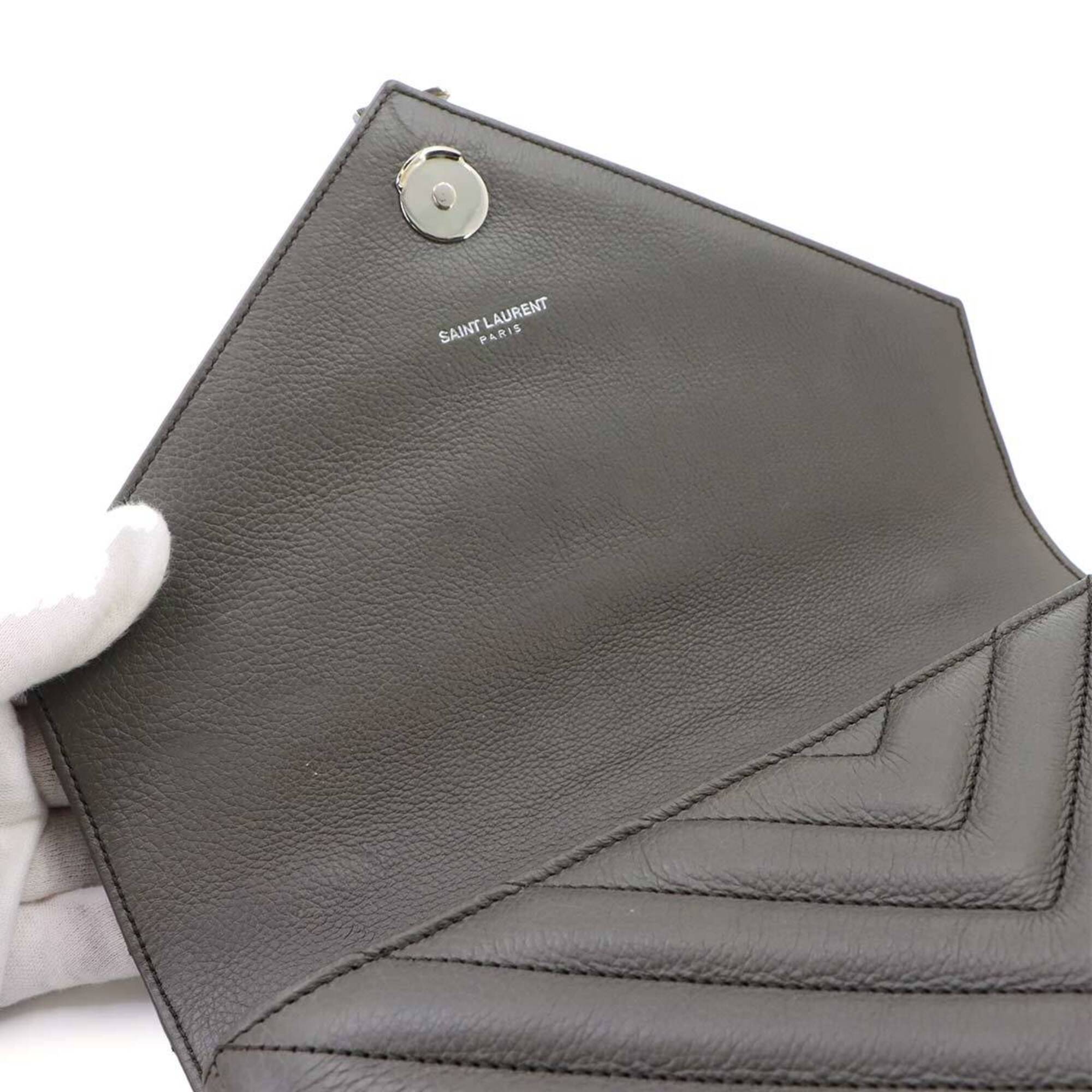 Saint Laurent Gray Leather Handbag Shoulder Bag (Pre-Owned)