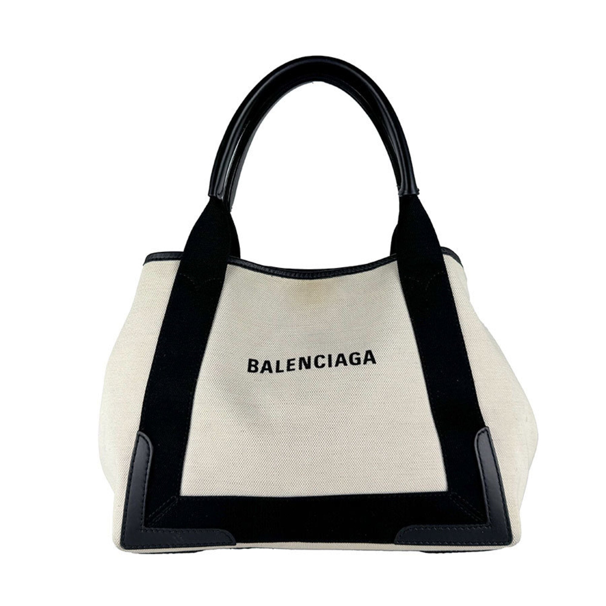Balenciaga Black Ivory Canvas Leather Handbag (Pre-Owned)