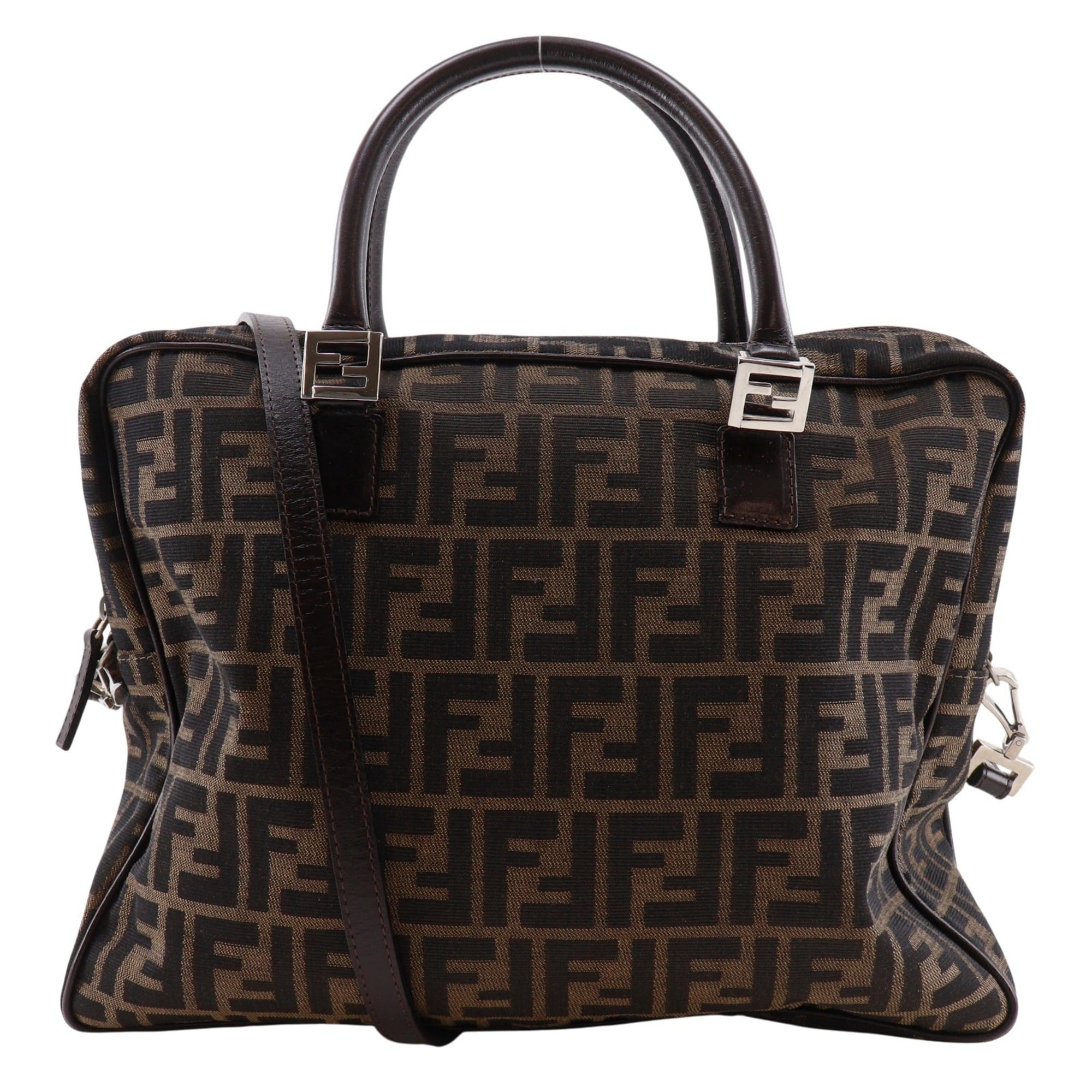 Fendi Zucca Brown Nylon Canvas Briefcase (Pre-Owned)
