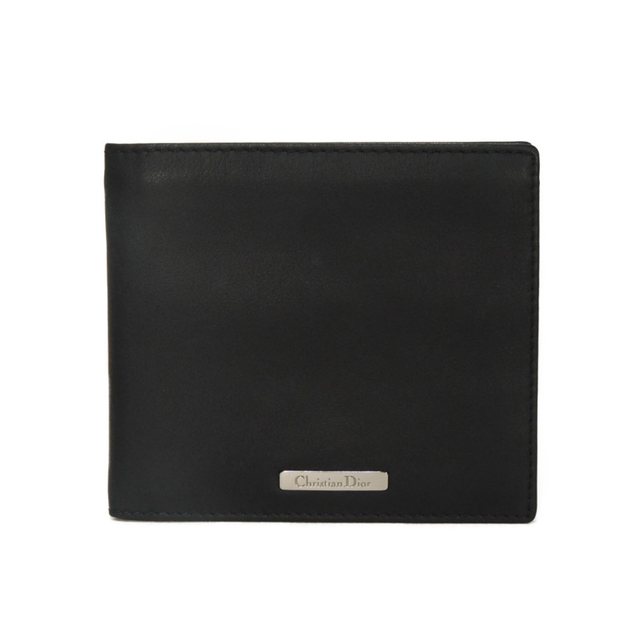 Christian Dior Black Leather Long Bill Wallet (Bi-Fold) (Pre-Owned)