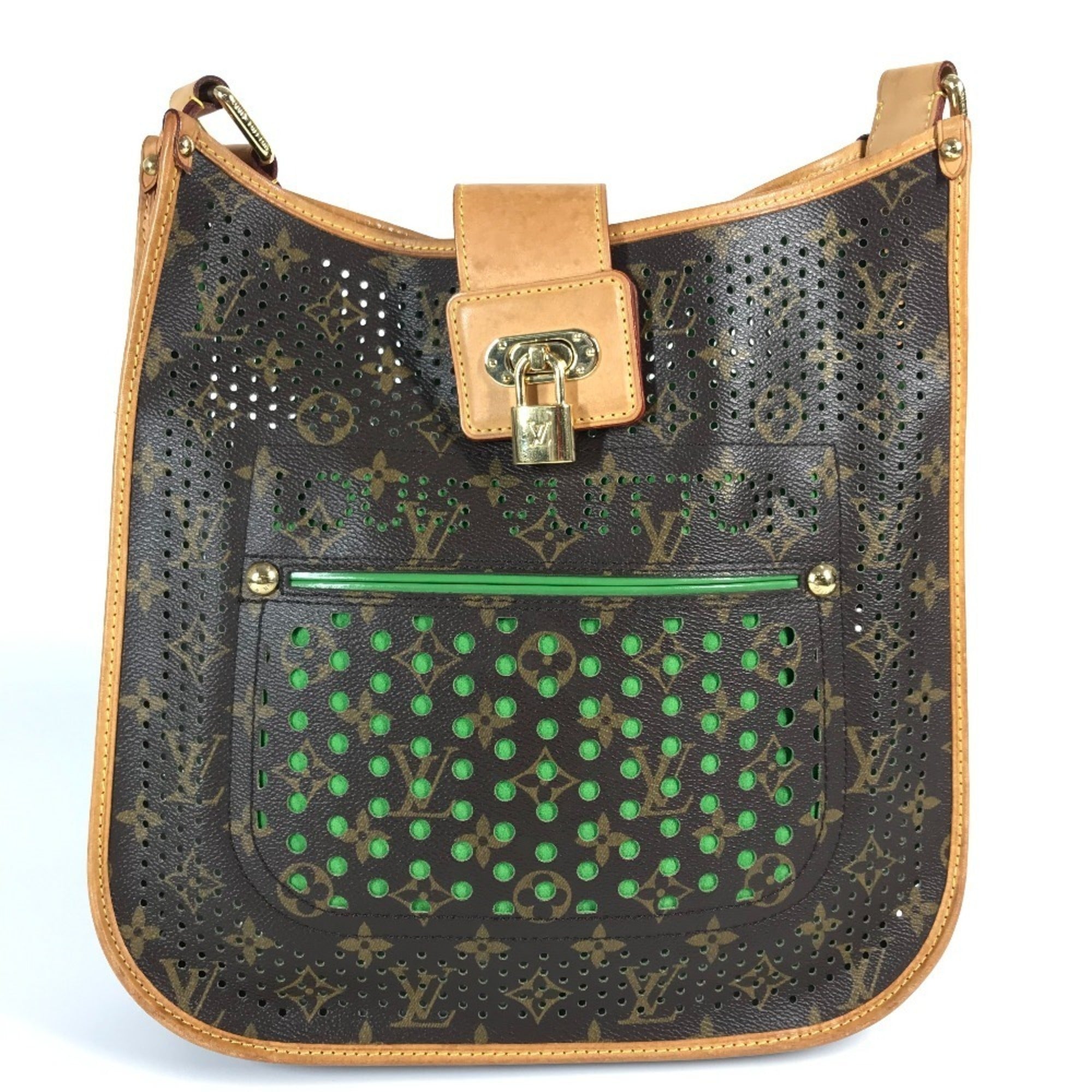 Louis Vuitton Brown Green Monogram Perforated Shoulder Bag (Pre-Owned)