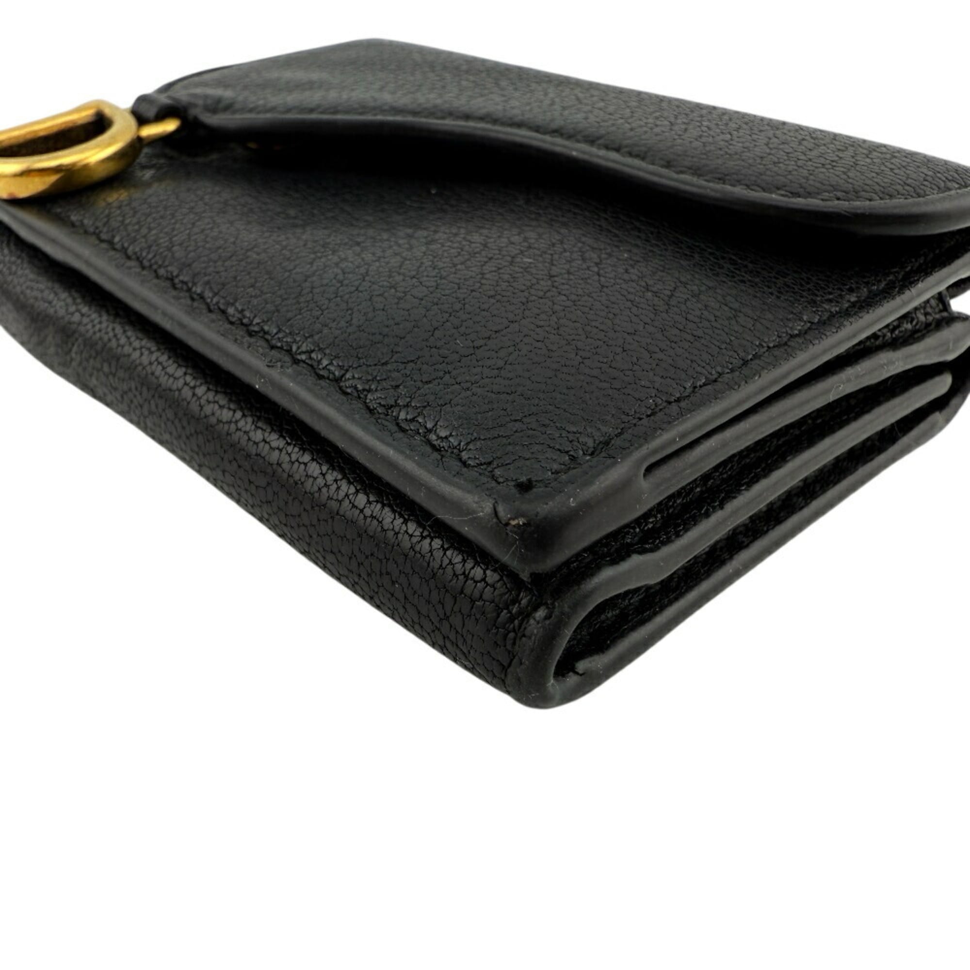 Christian Dior Black Leather Wallet (Tri-Fold) (Pre-Owned)