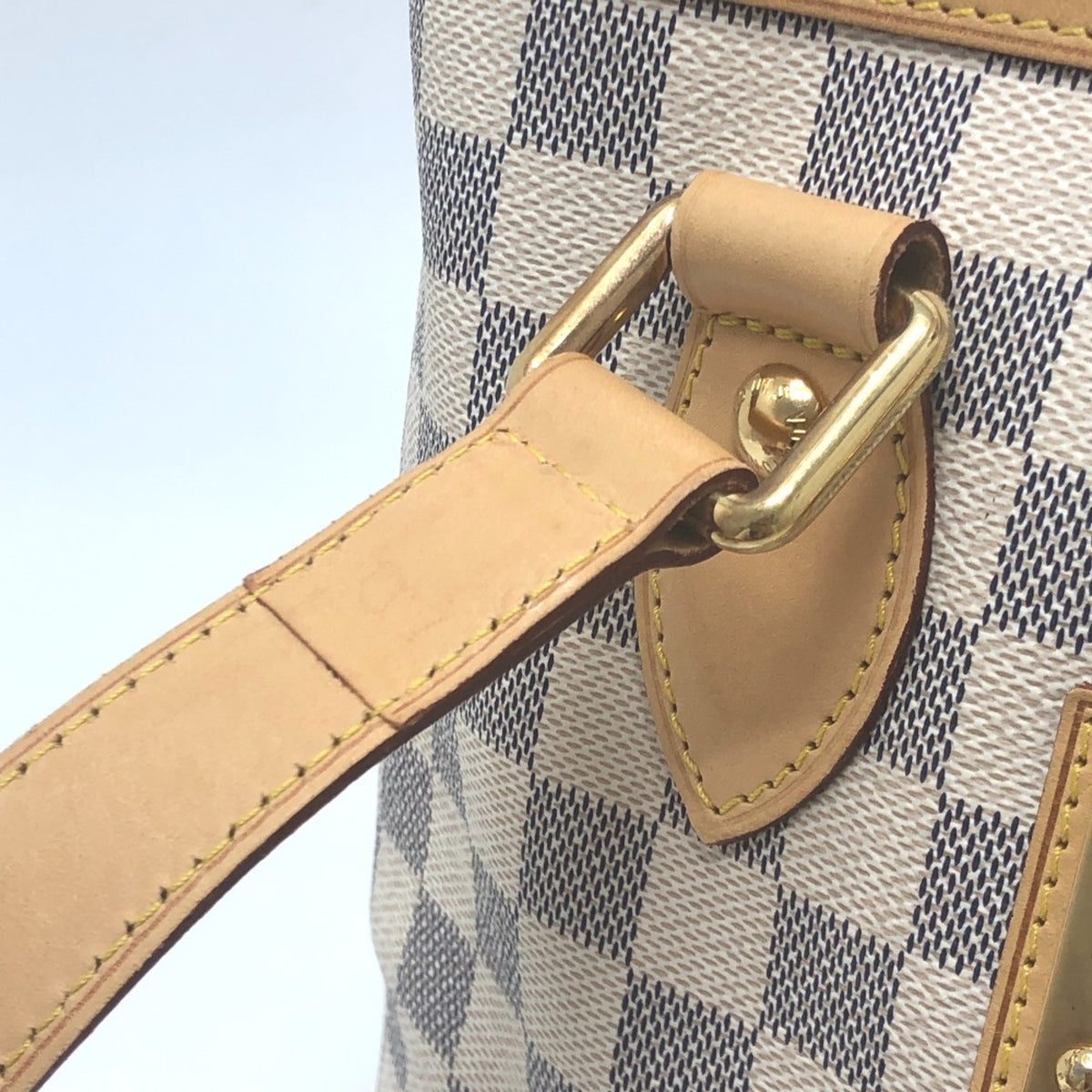 Louis Vuitton White Damier Azur Canvas Handbag Tote Bag (Pre-Owned)