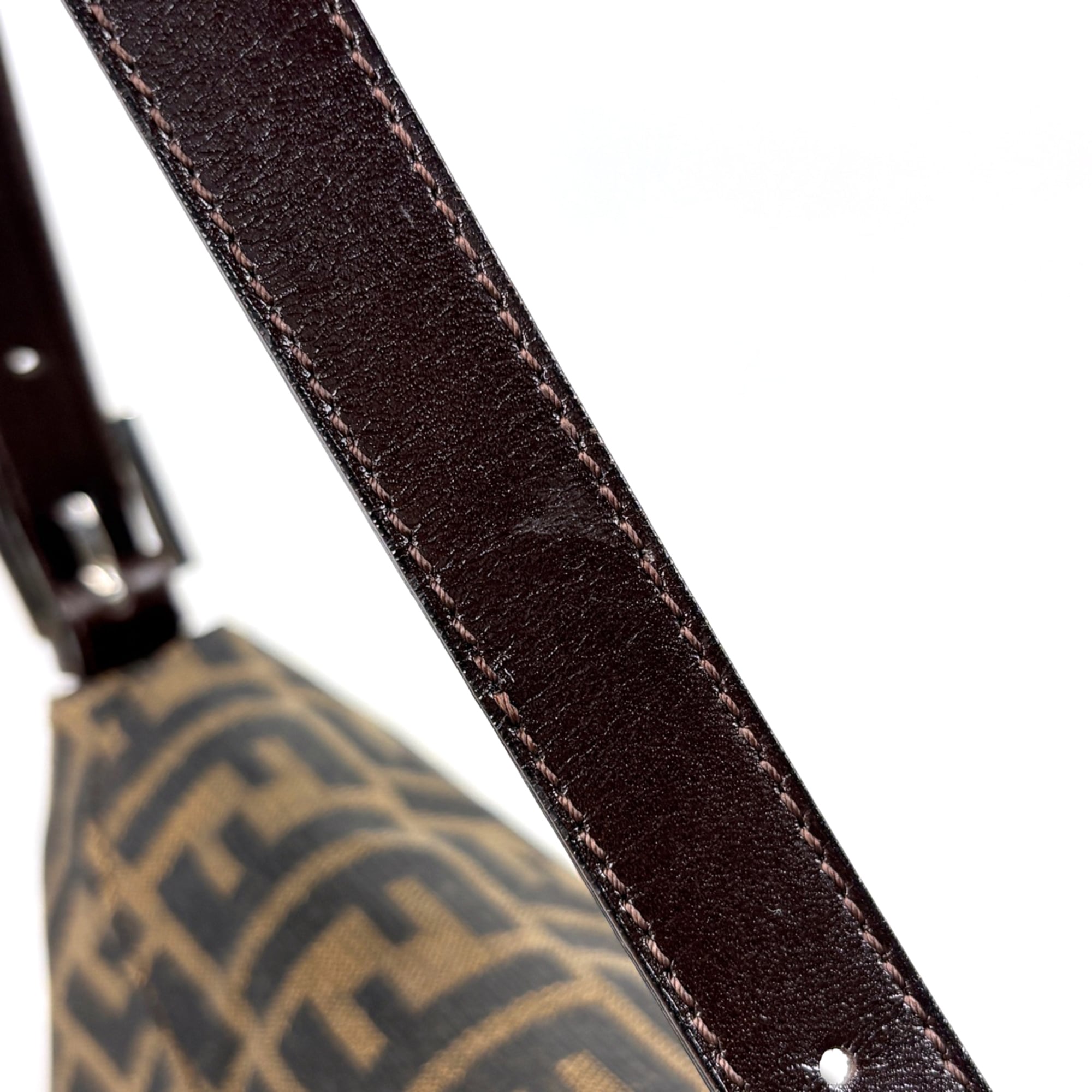 Fendi Zucca Brown Canvas Leather Shoulder Bag (Pre-Owned)