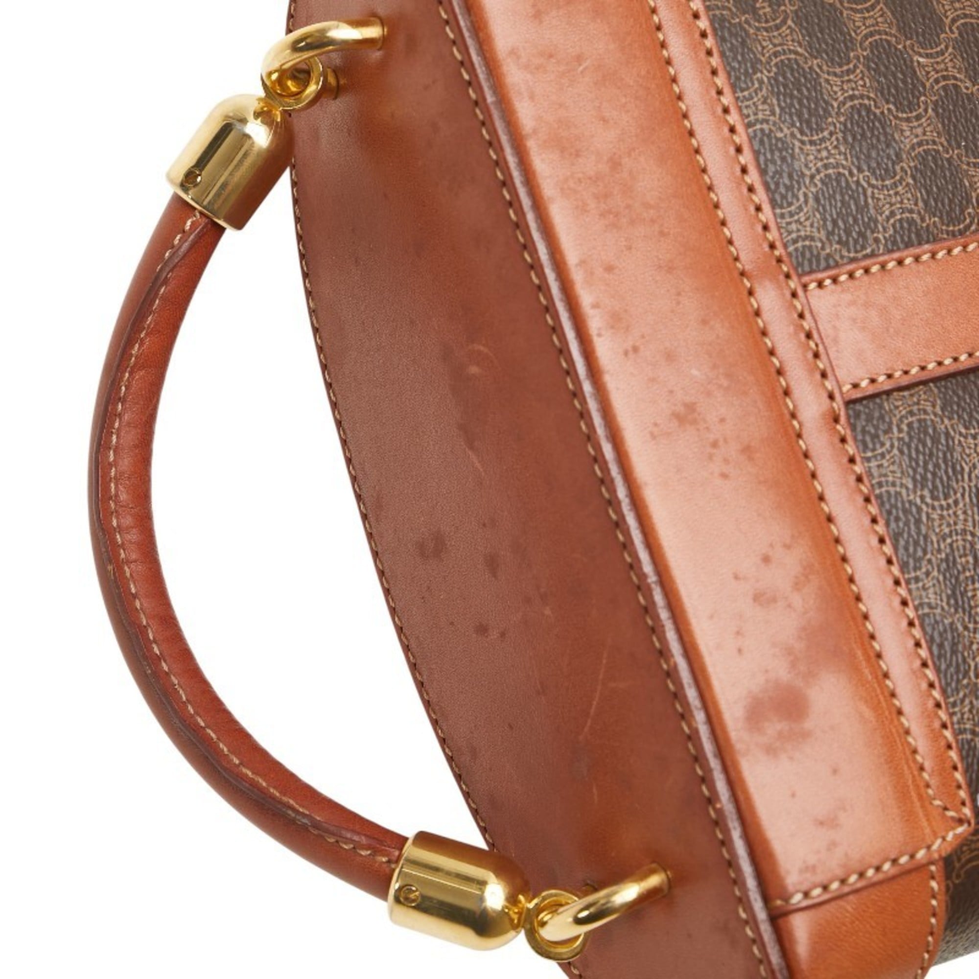 Celine Macadam Brown Pvc Leather Shoulder Bag Vanity Bag (Pre-Owned)