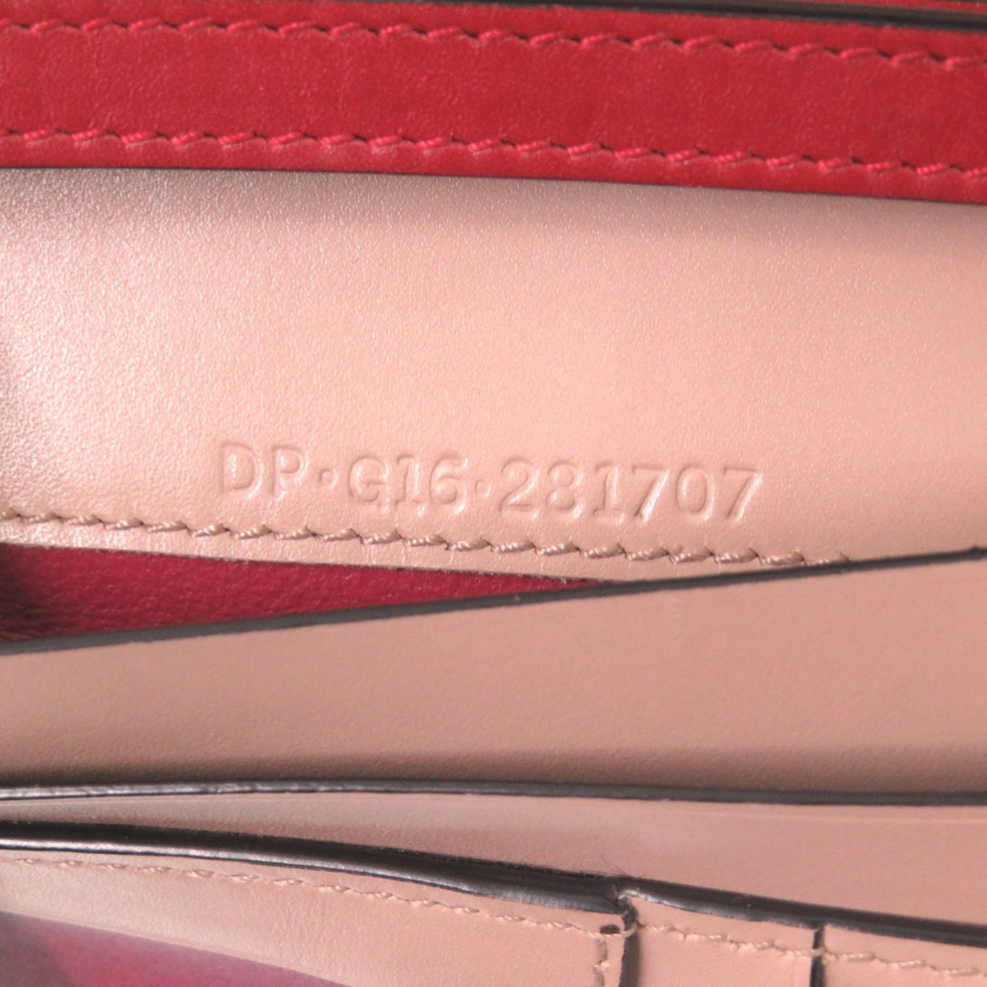 Bvlgari Pink Red Color Leather Wallet (Bi-Fold) (Pre-Owned)