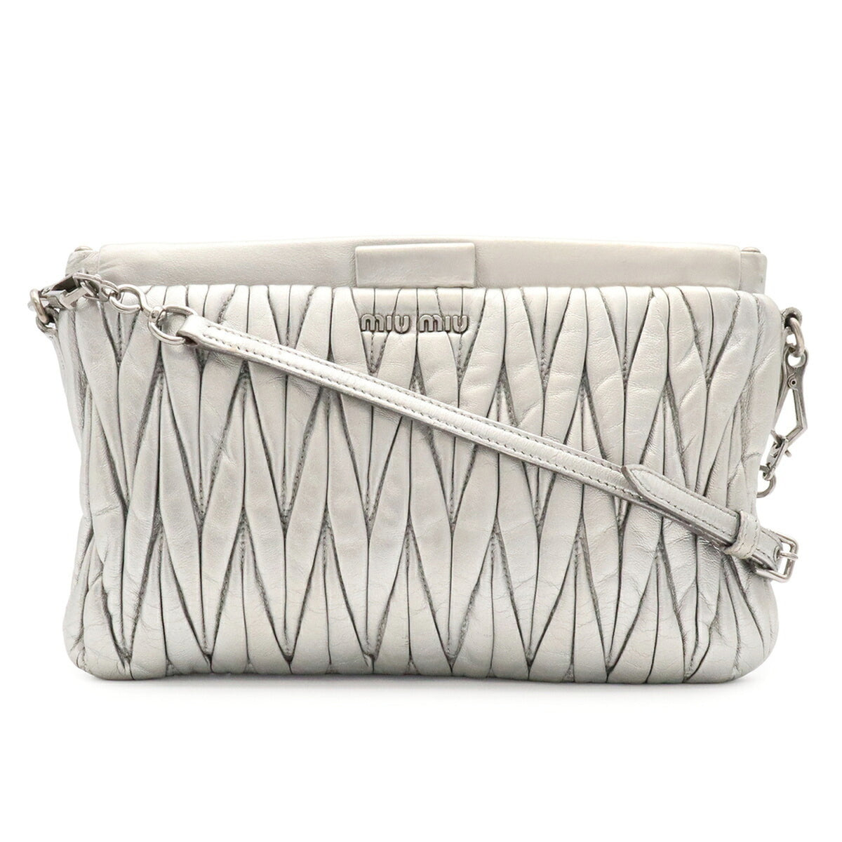 Miu Miu Metallic Leather Clutch Bag Pochette Shoulder Bag (Pre-Owned)