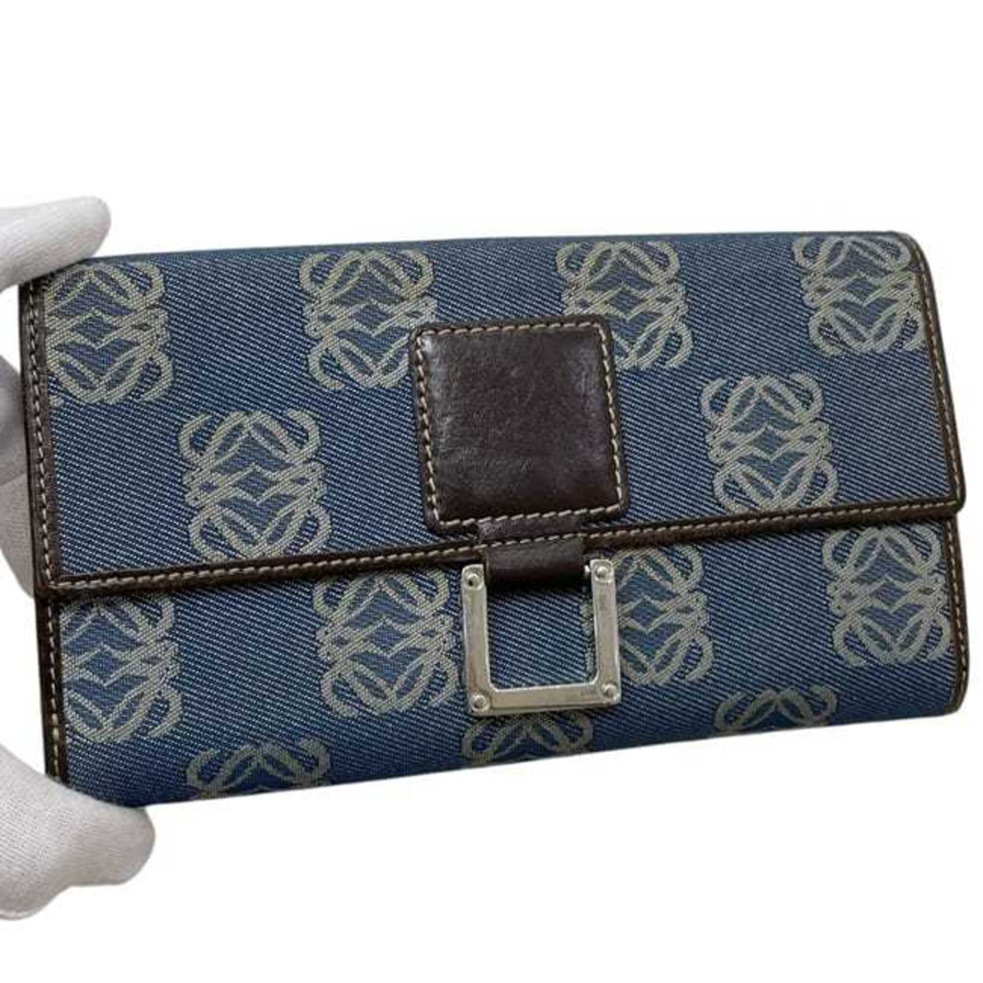 Loewe Blue Denim Canvas Long Wallet (Bi-Fold) (Pre-Owned)