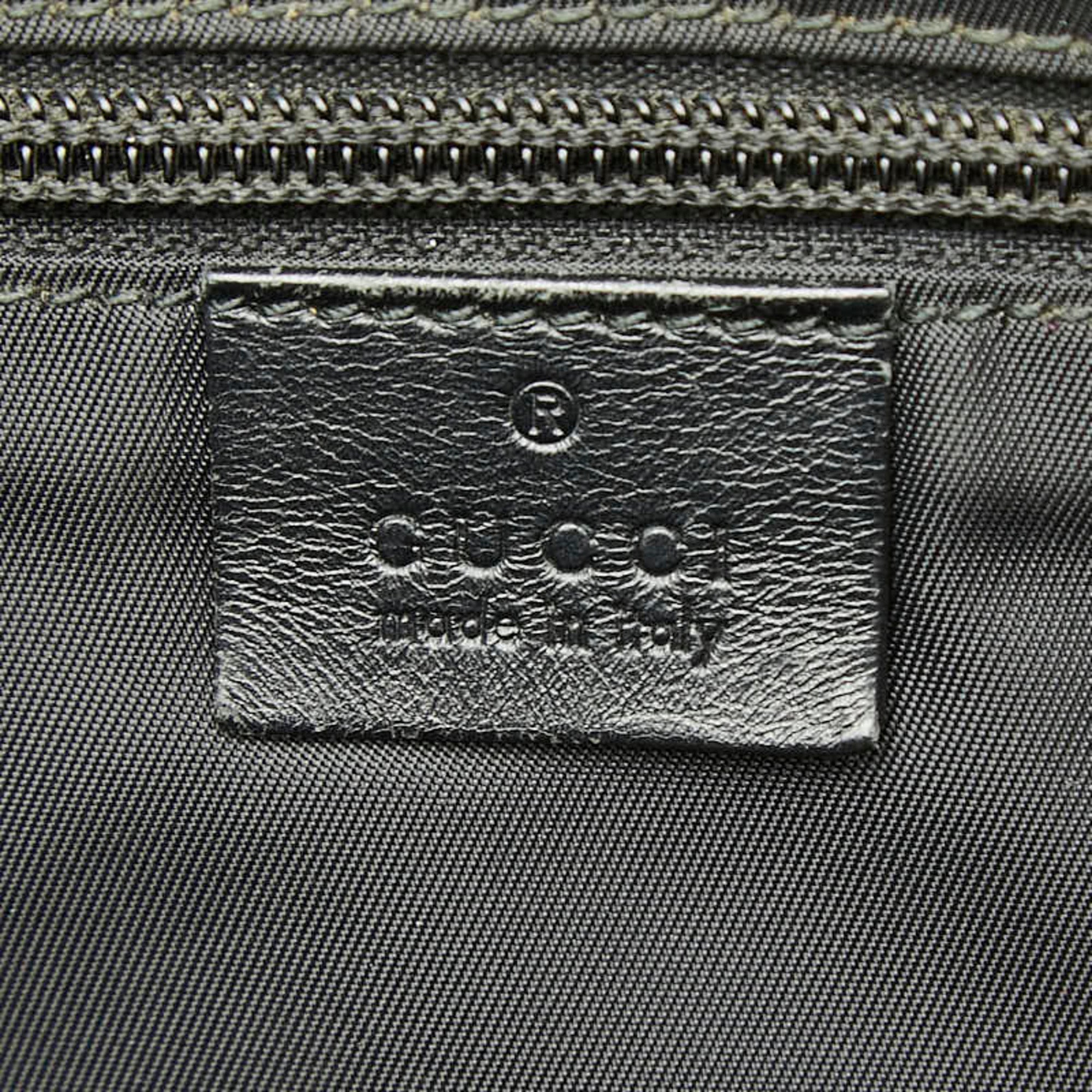 Gucci Black Canvas Leather Shoulder Bag Tote Bag (Pre-Owned)