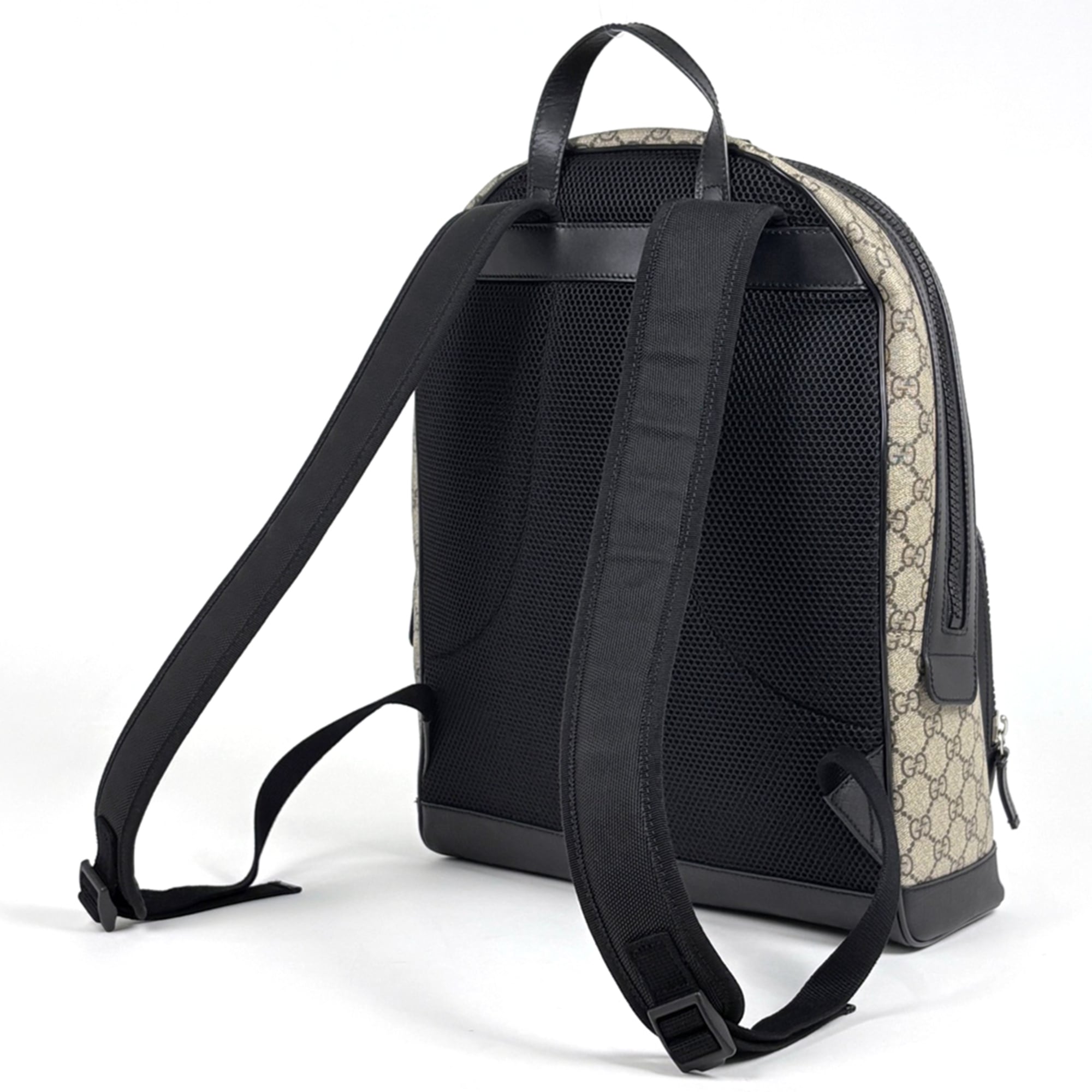 Gucci Beige Black Coated Canvas Backpack (Pre-Owned)