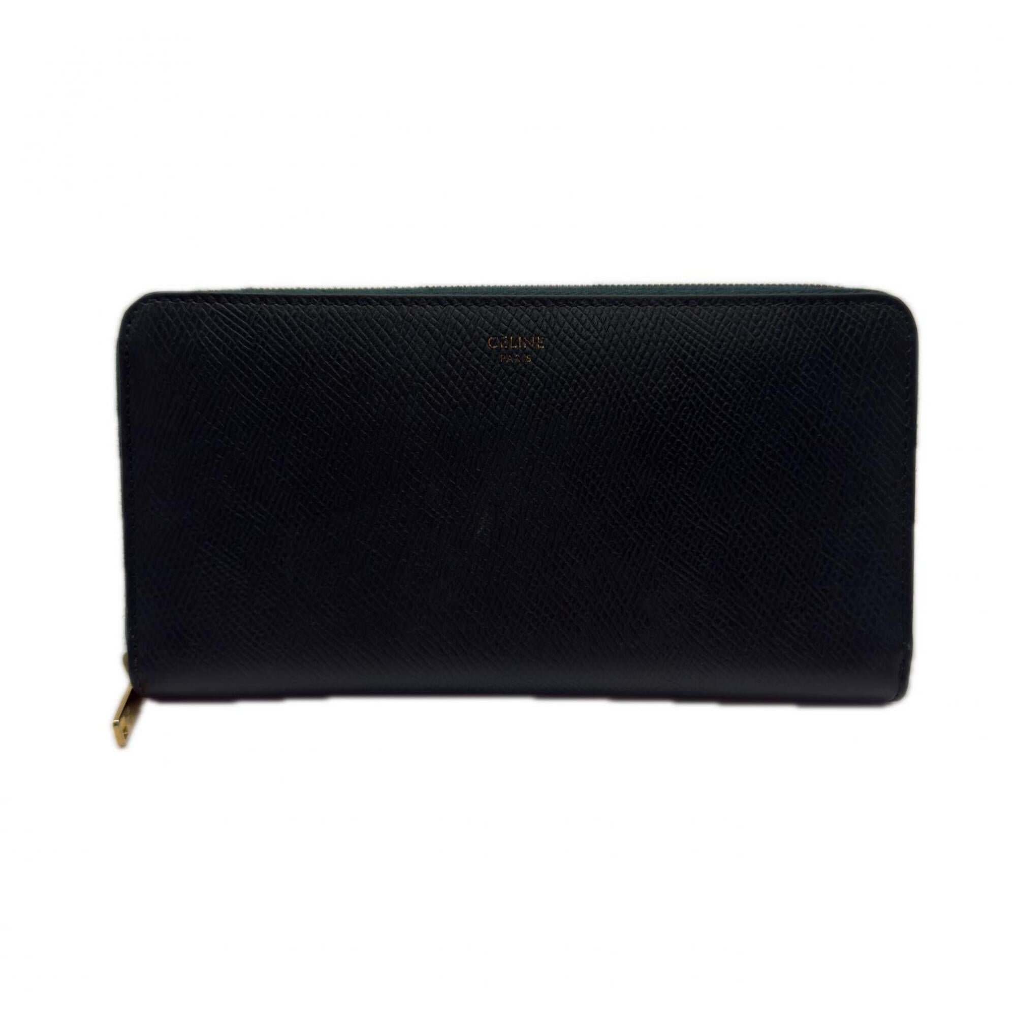 Celine Green Leather Long Wallet (Bi-Fold) (Pre-Owned)