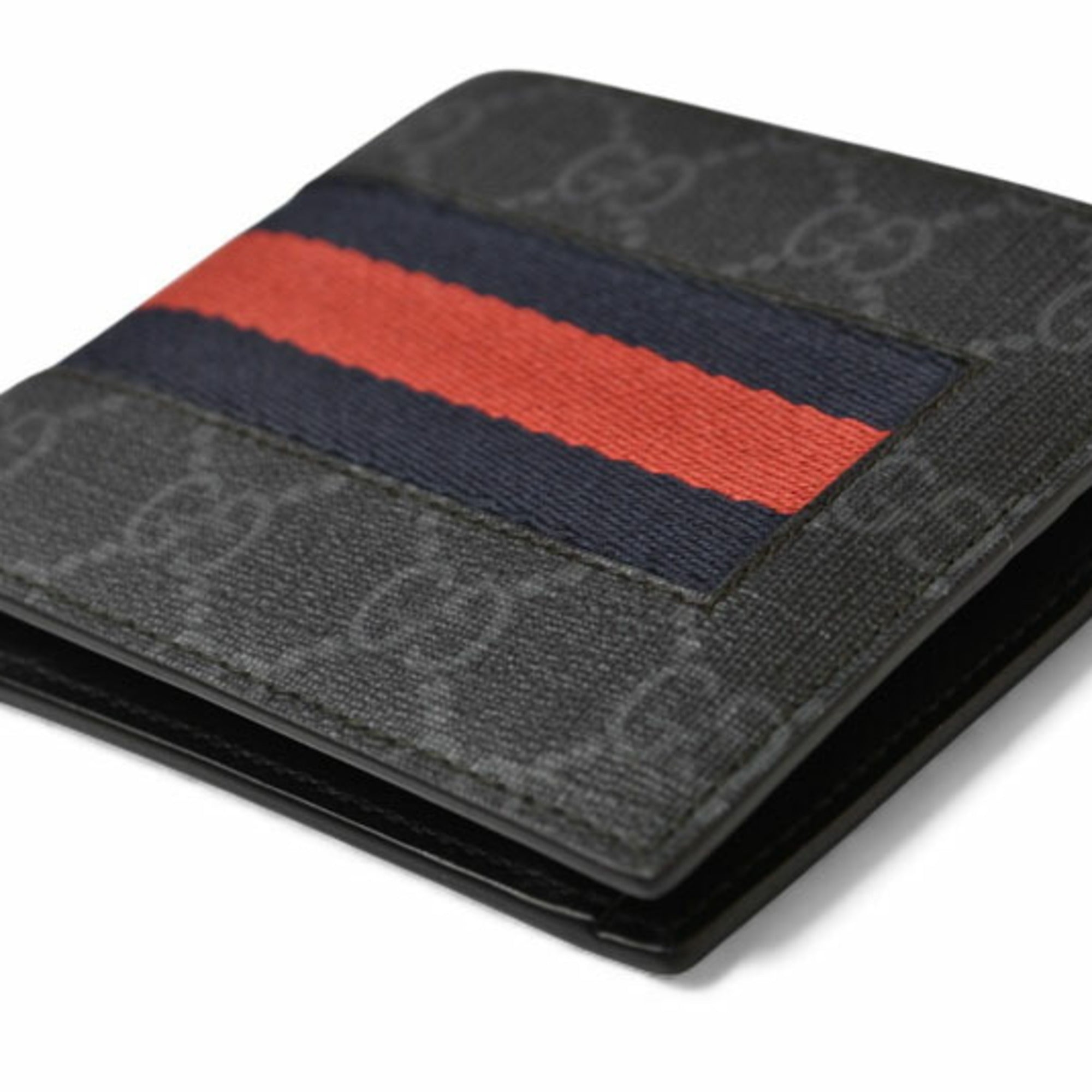 Gucci Gray Navy Red Color Pvc Wallet (Bi-Fold) (Pre-Owned)