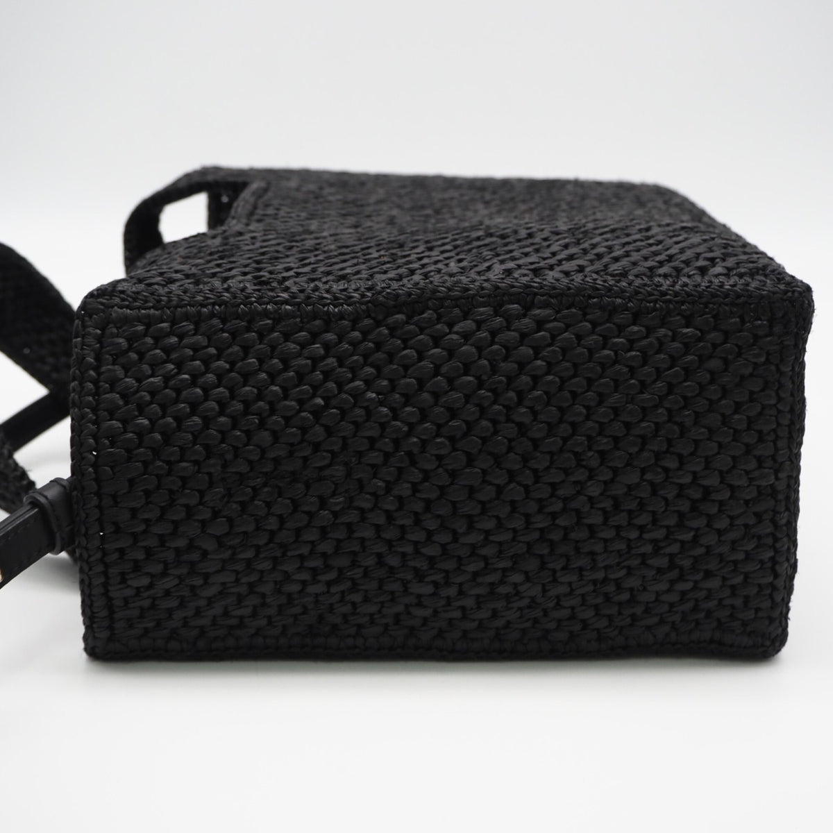 Loewe Black White Raffia Leather Handbag (Pre-Owned)