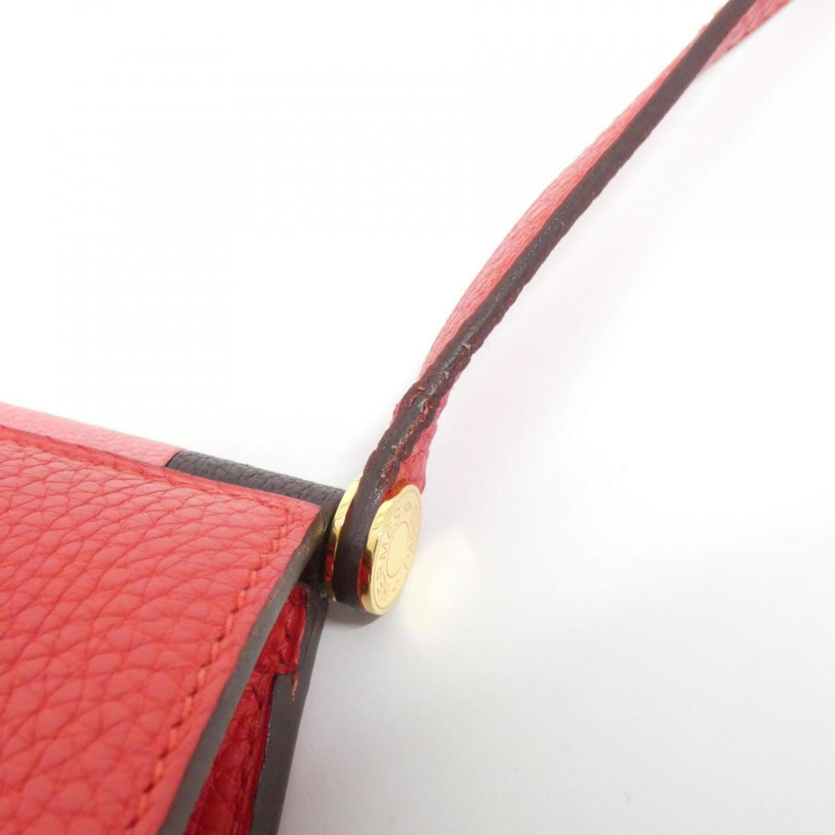 Hermes Red Color Taurillon Clemence Leather Chevre Leather Shoulder Bag (Pre-Owned)