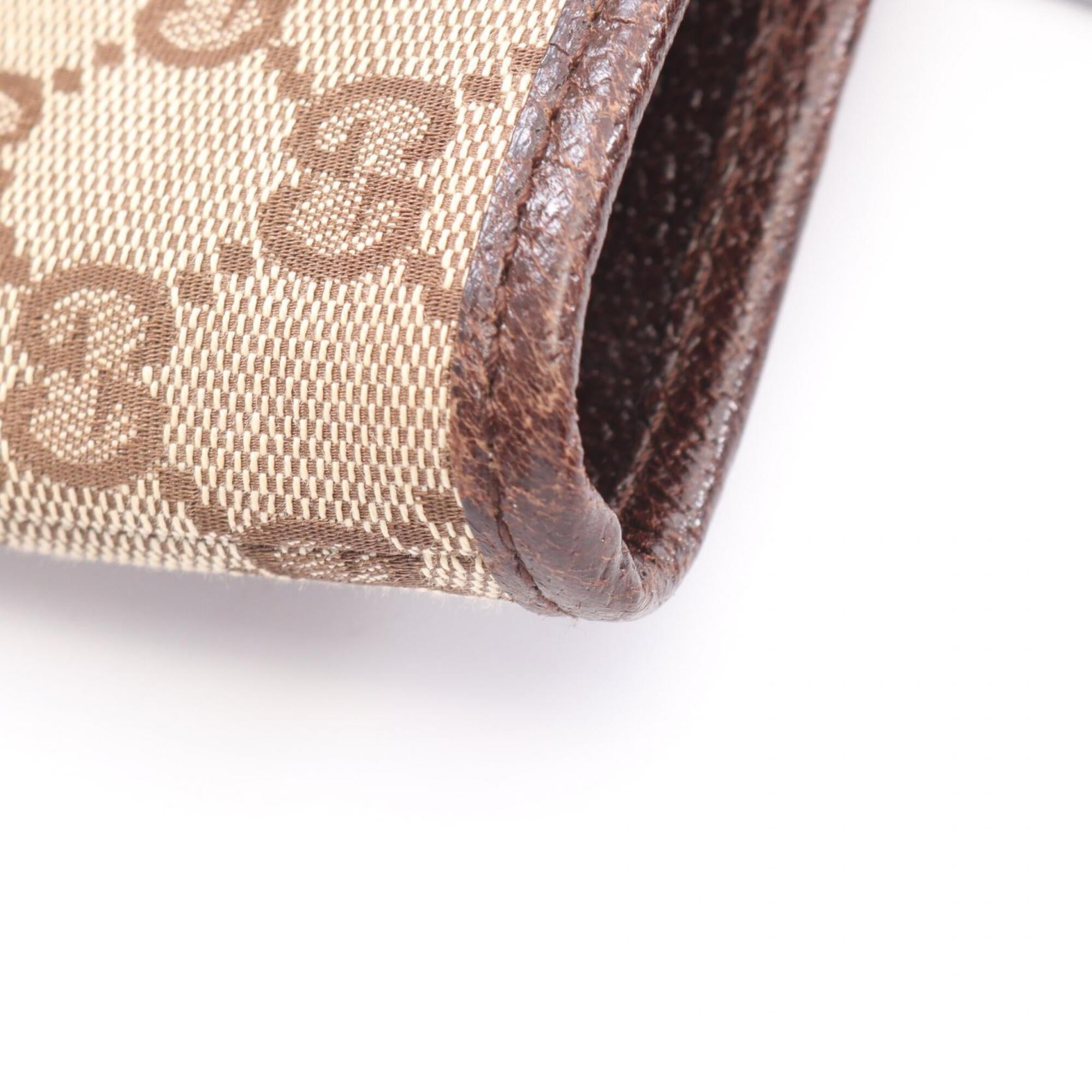 Gucci Beige Brown Canvas Leather Handbag Tote Bag (Pre-Owned)