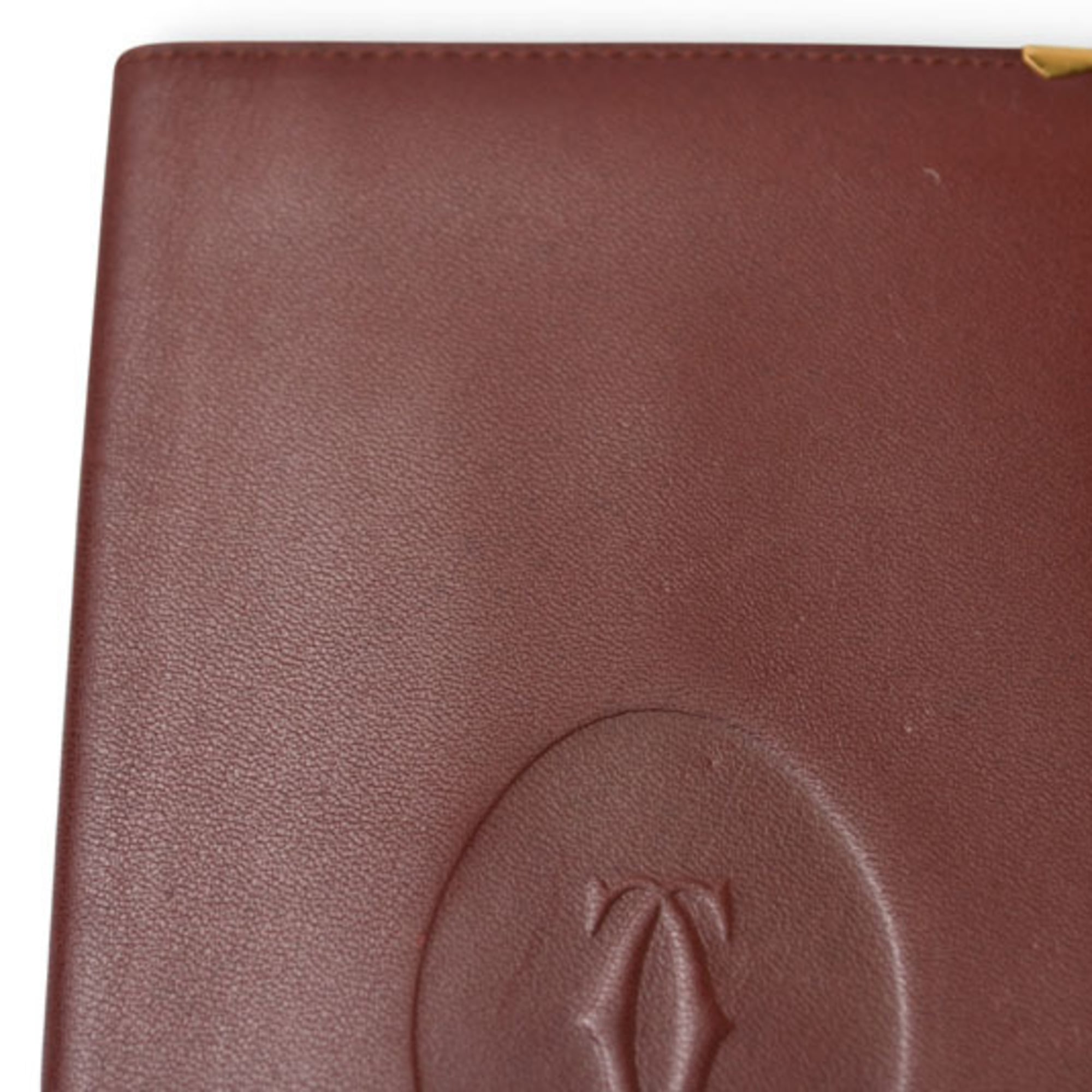 Cartier Must Bordeaux Leather Long Wallet (Bi-Fold) (Pre-Owned)