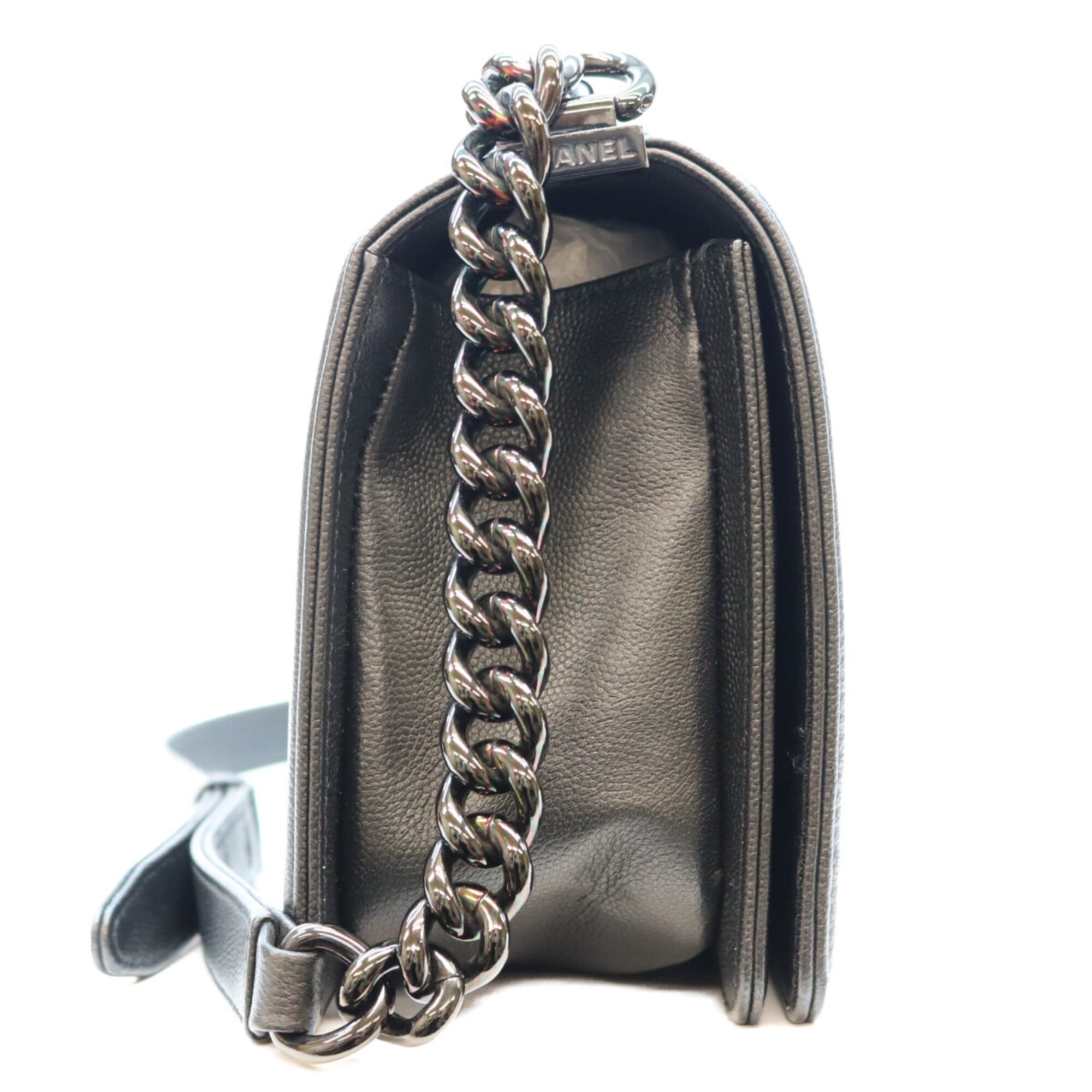 Chanel Black Grained Calfskin Shoulder Bag (Pre-Owned)