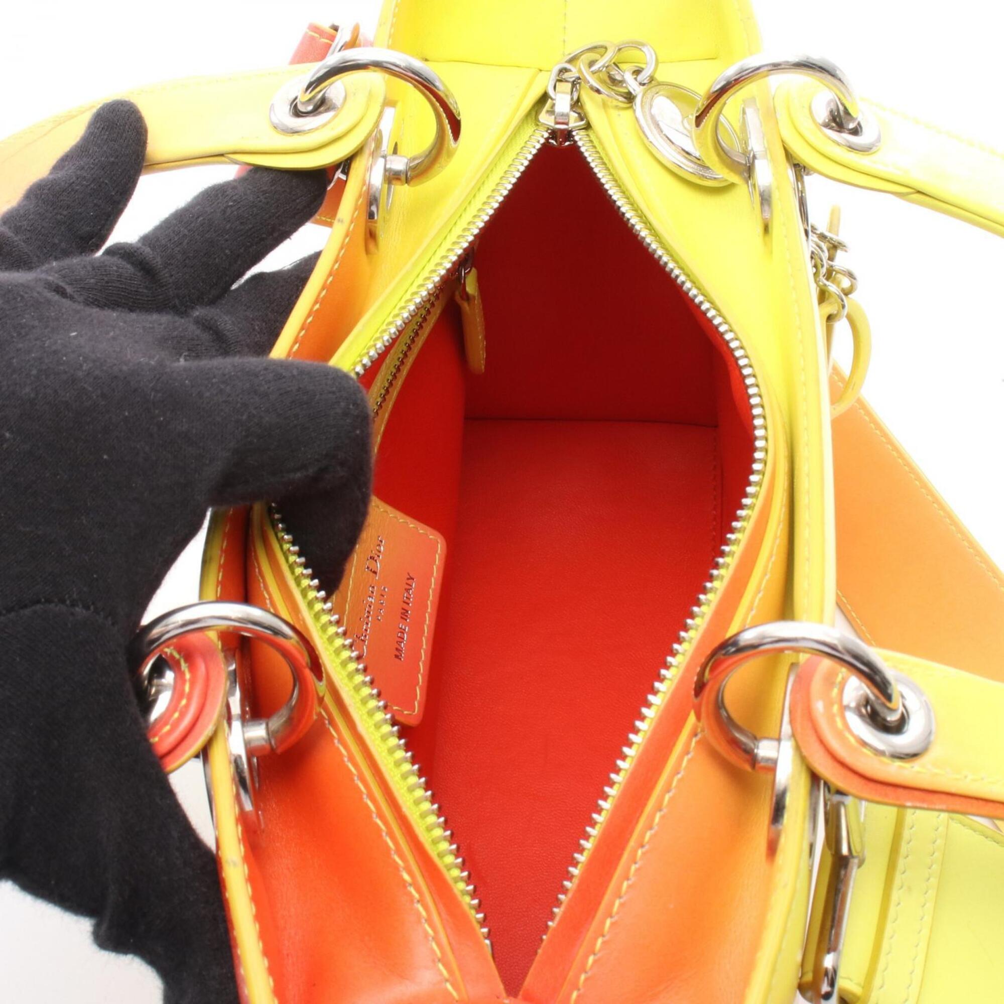 Christian Dior Orange Yellow Leather Handbag (Pre-Owned)
