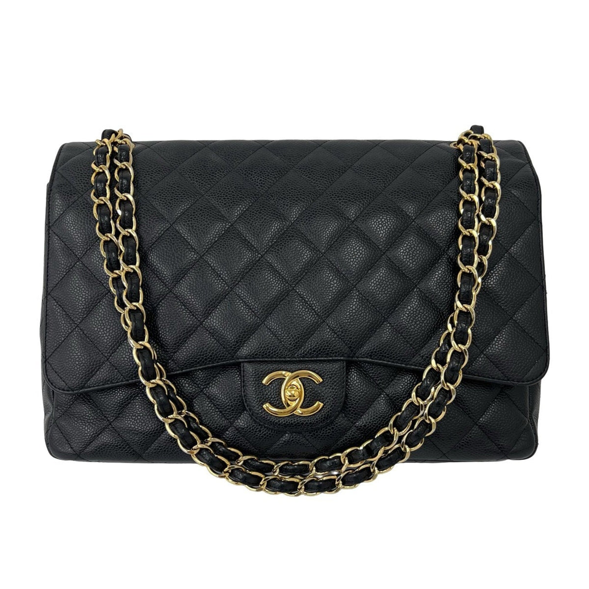 Chanel Black Grained Calfskin Shoulder Bag (Pre-Owned)