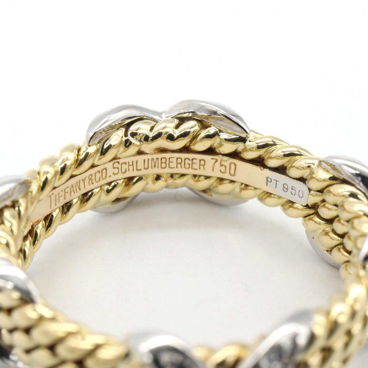 Tiffany Gold Silver Clear Yellow Gold (18K) Platinum 950 Band Ring (Pre-Owned)