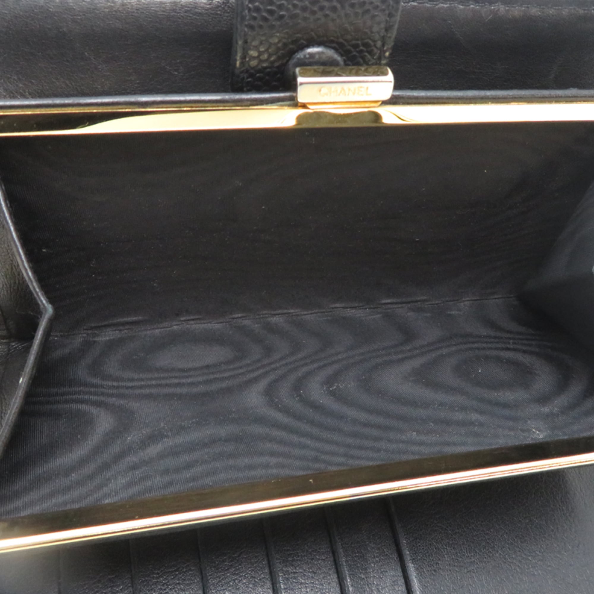 Chanel Black Grained Calfskin Long Wallet (Bi-Fold) (Pre-Owned)