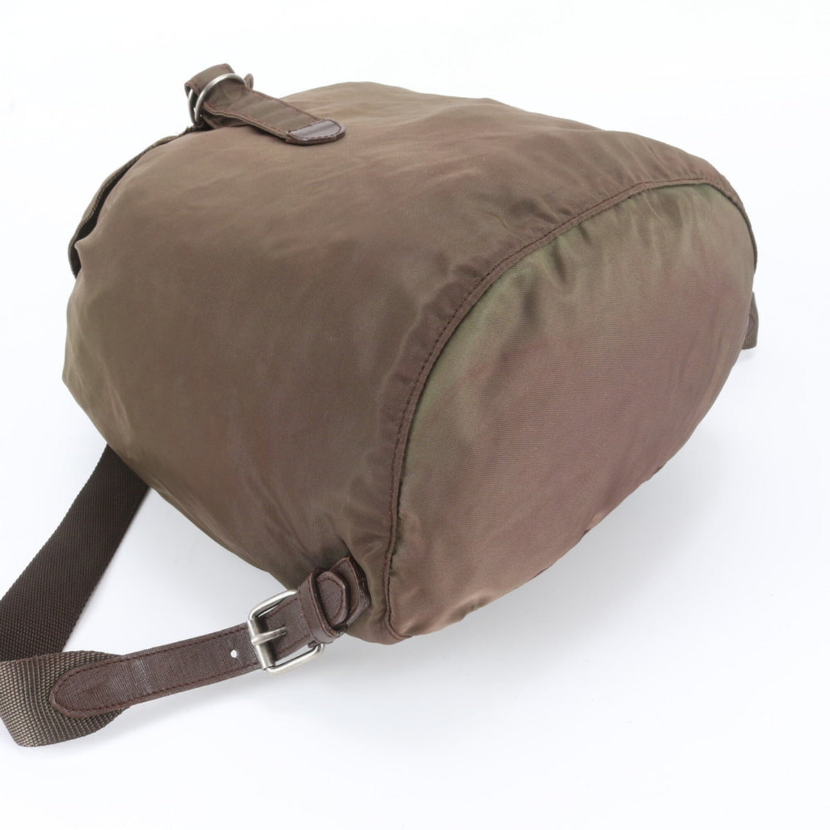 Prada Khaki Leather Nylon Backpack (Pre-Owned)