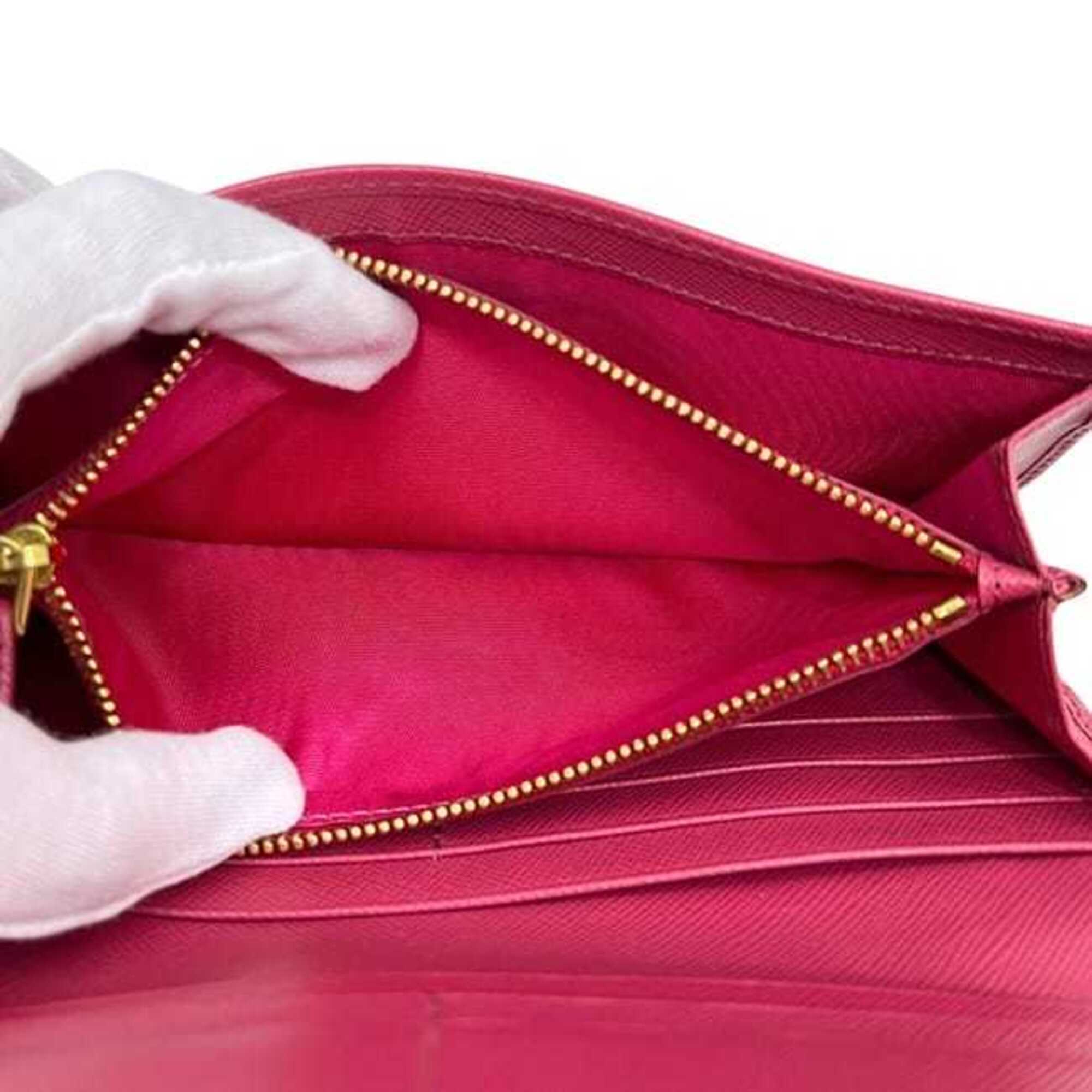 Prada Saffiano Peonia Pink Leather Long Wallet (Bi-Fold) (Pre-Owned)