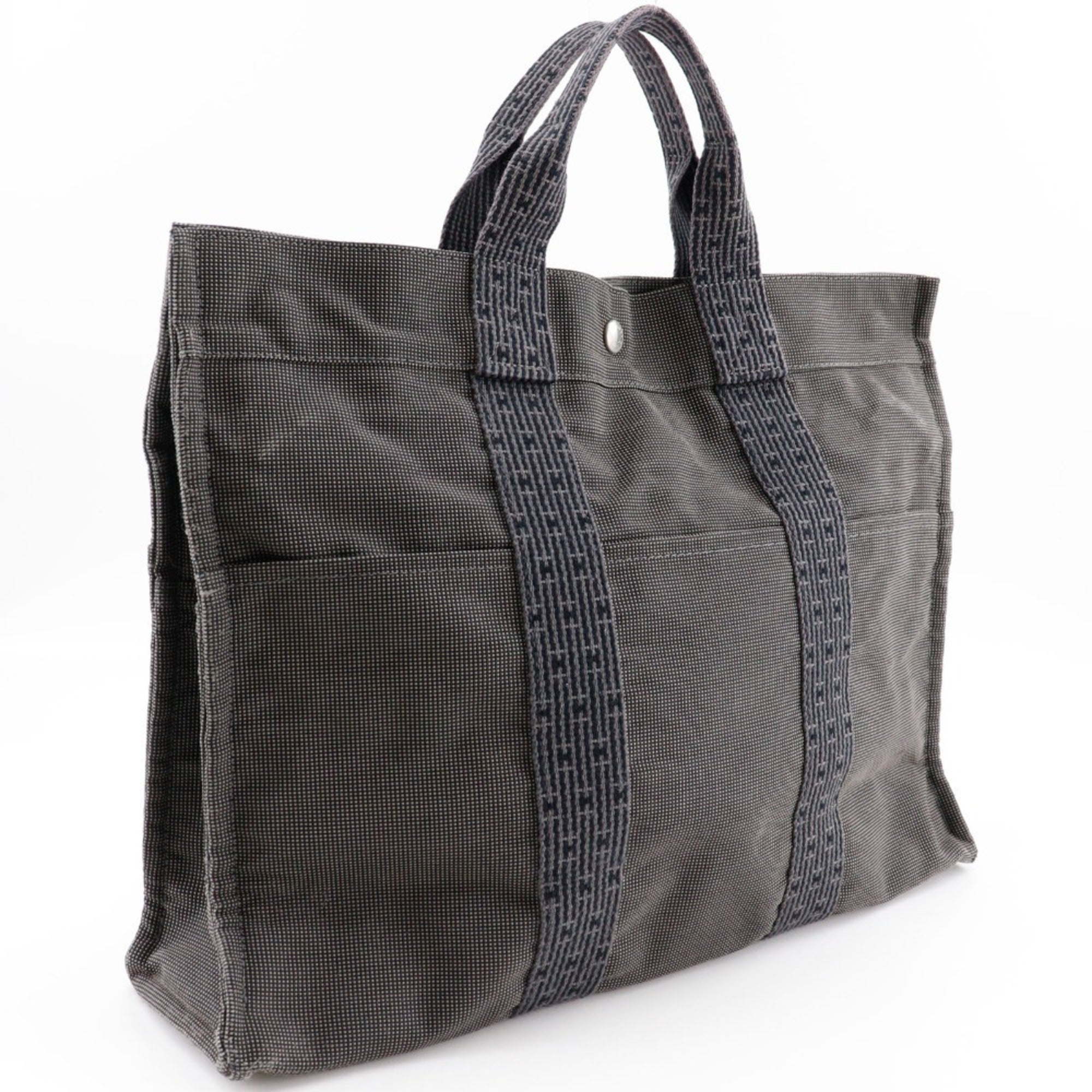 Hermes Gray Nylon Canvas Handbag (Pre-Owned)