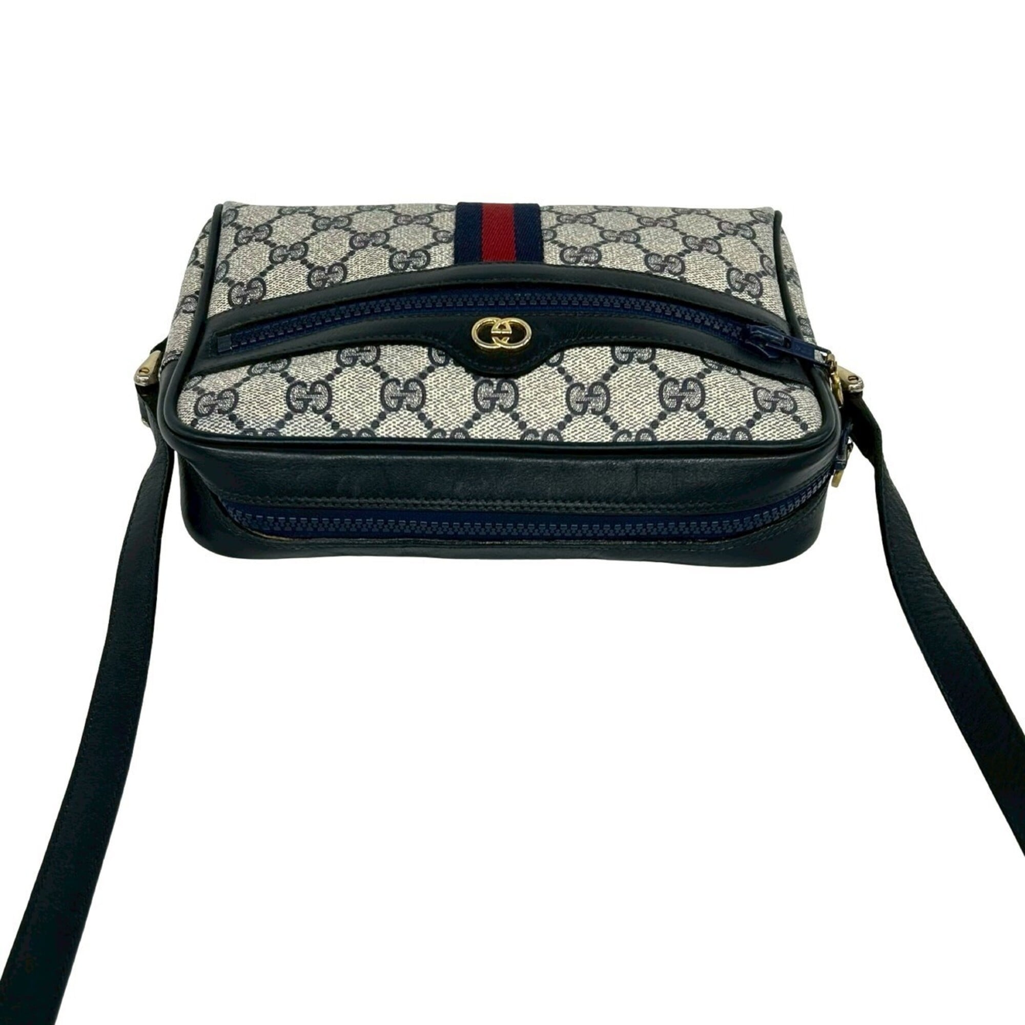 Gucci Navy Red Color Leather Pvc Pochette Shoulder Bag (Pre-Owned)