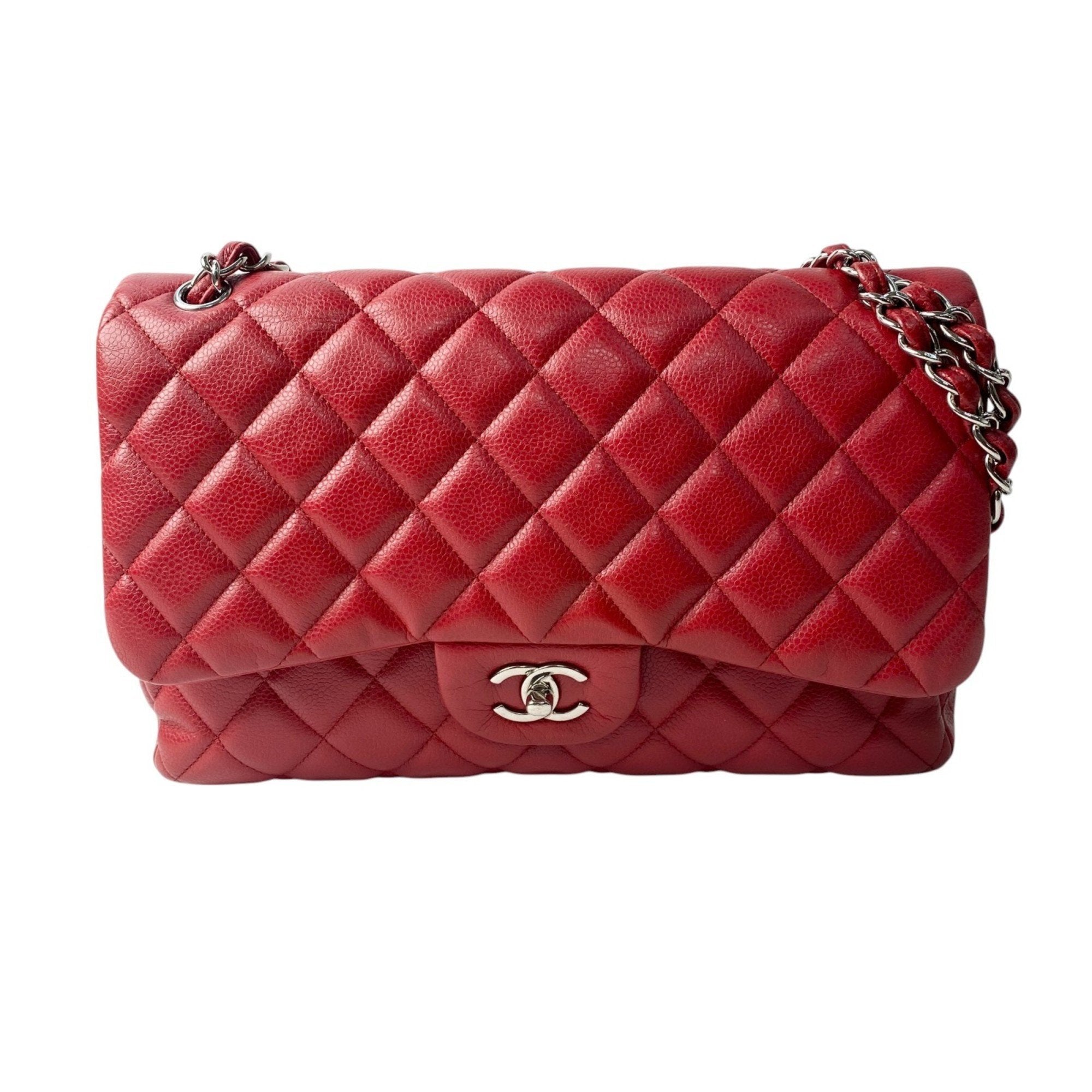 Chanel Matelasse Red Color Grained Calfskin Shoulder Bag (Pre-Owned)