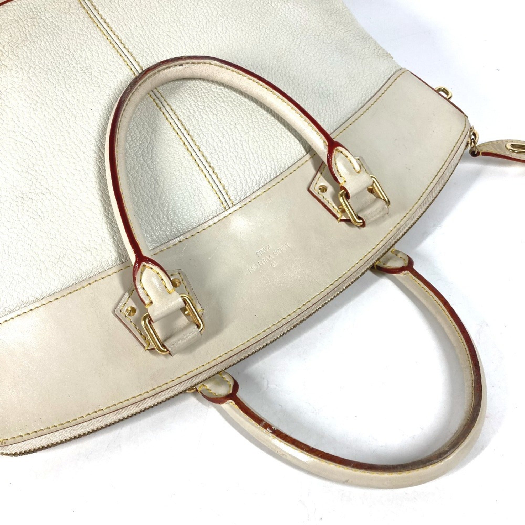 Louis Vuitton Galle White Yellow Suhali Leather Handbag Tote Bag (Pre-Owned)