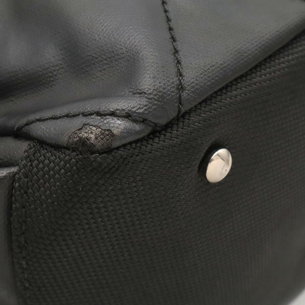 Chanel Black Coated Canvas Leather Shoulder Bag (Pre-Owned)
