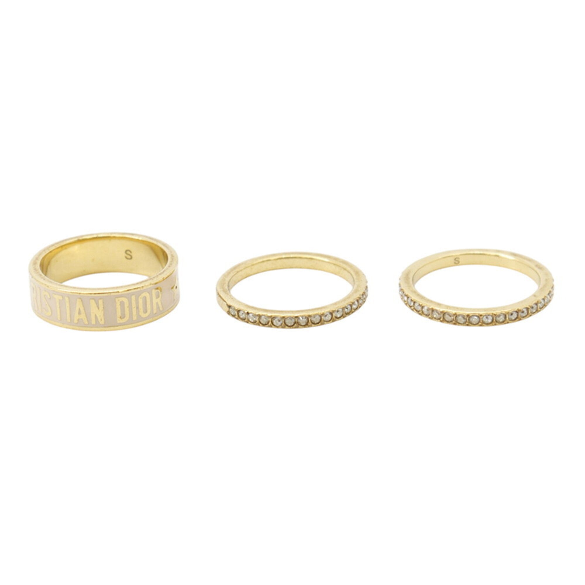 Christian Dior Gold Pink Lacquer Metal Band Ring (Pre-Owned)