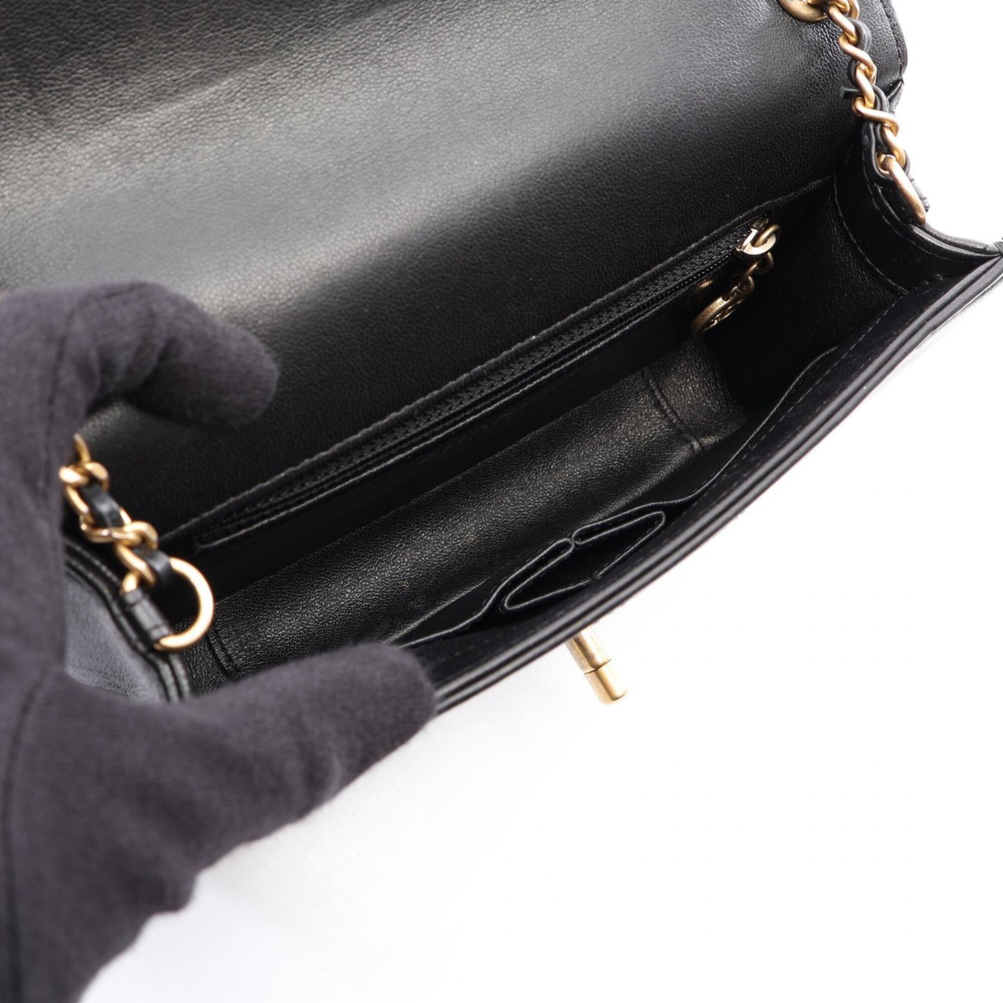 Chanel Black Leather Handbag Shoulder Bag (Pre-Owned)