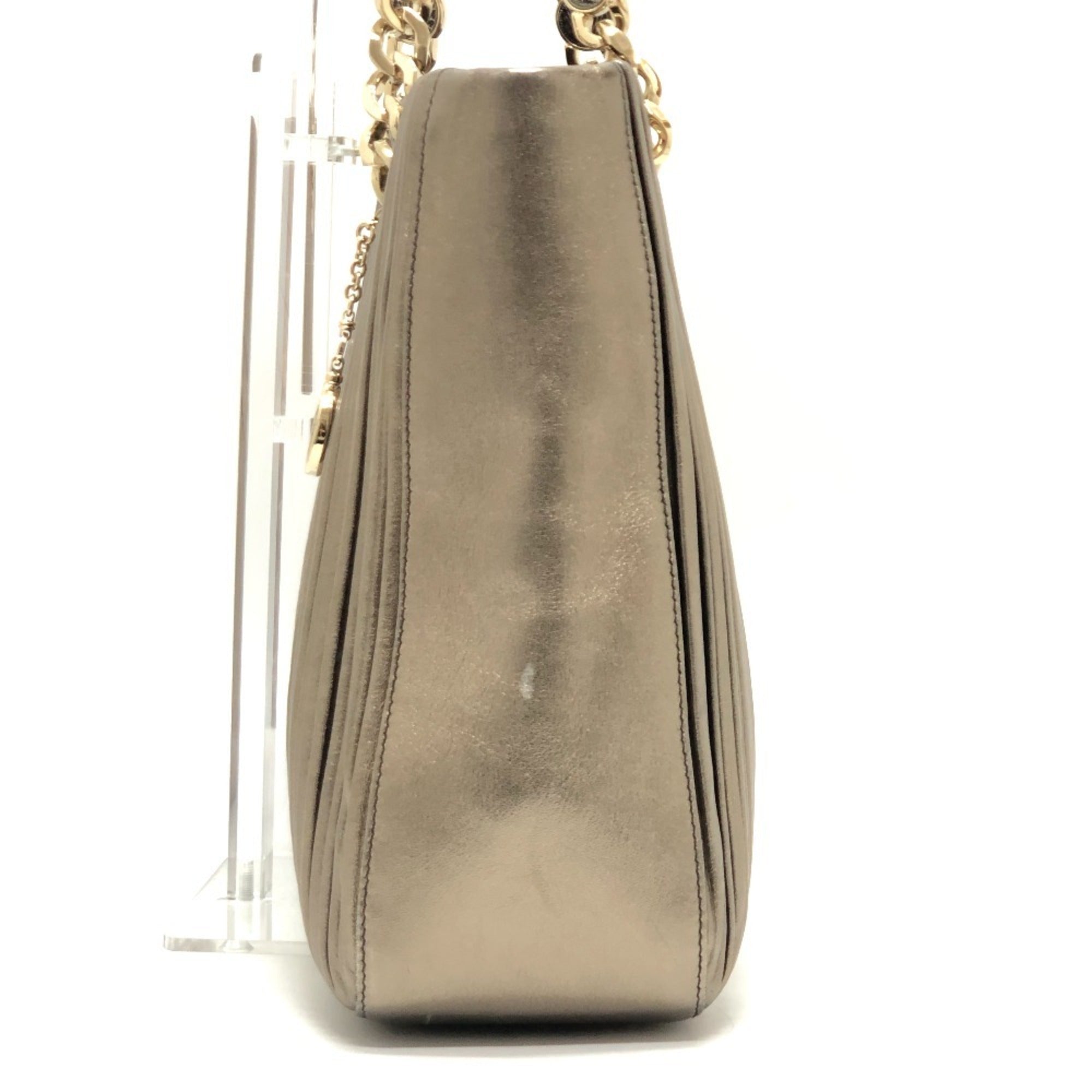 Bvlgari Gold Leather Shoulder Bag Tote Bag (Pre-Owned)