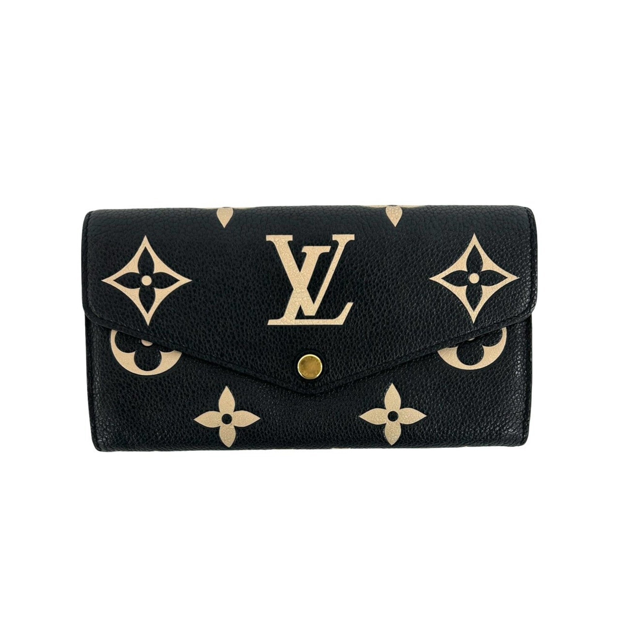 Louis Vuitton Black Leather Long Wallet (Bi-Fold) (Pre-Owned)