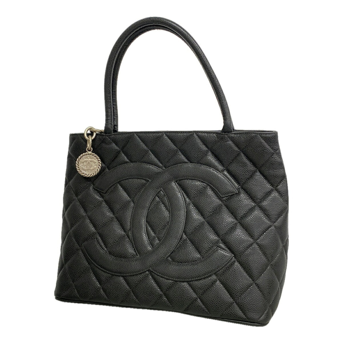 Chanel Black Grained Calfskin Tote Bag (Pre-Owned)