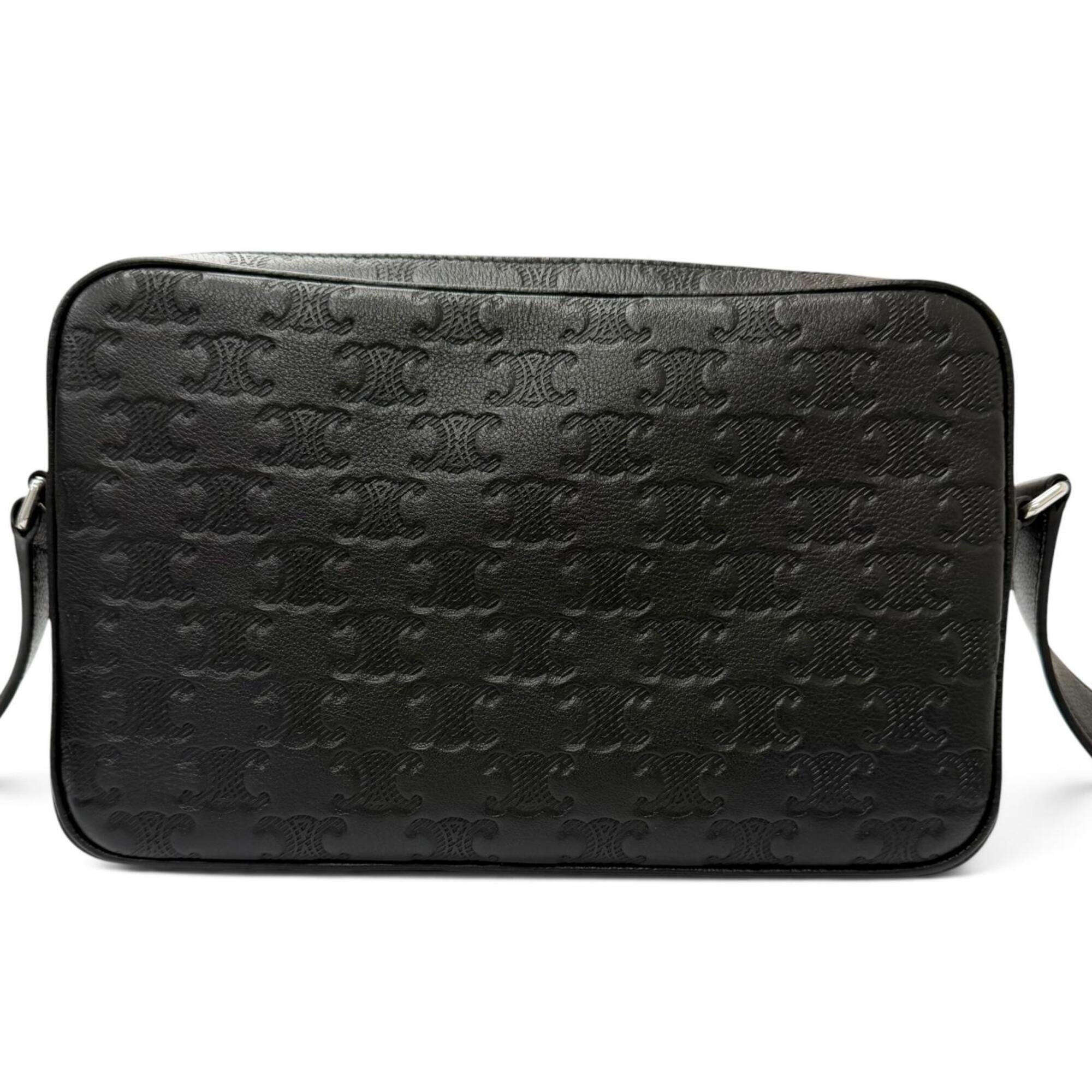 Celine Black Leather Messenger Bag Shoulder Bag (Pre-Owned)