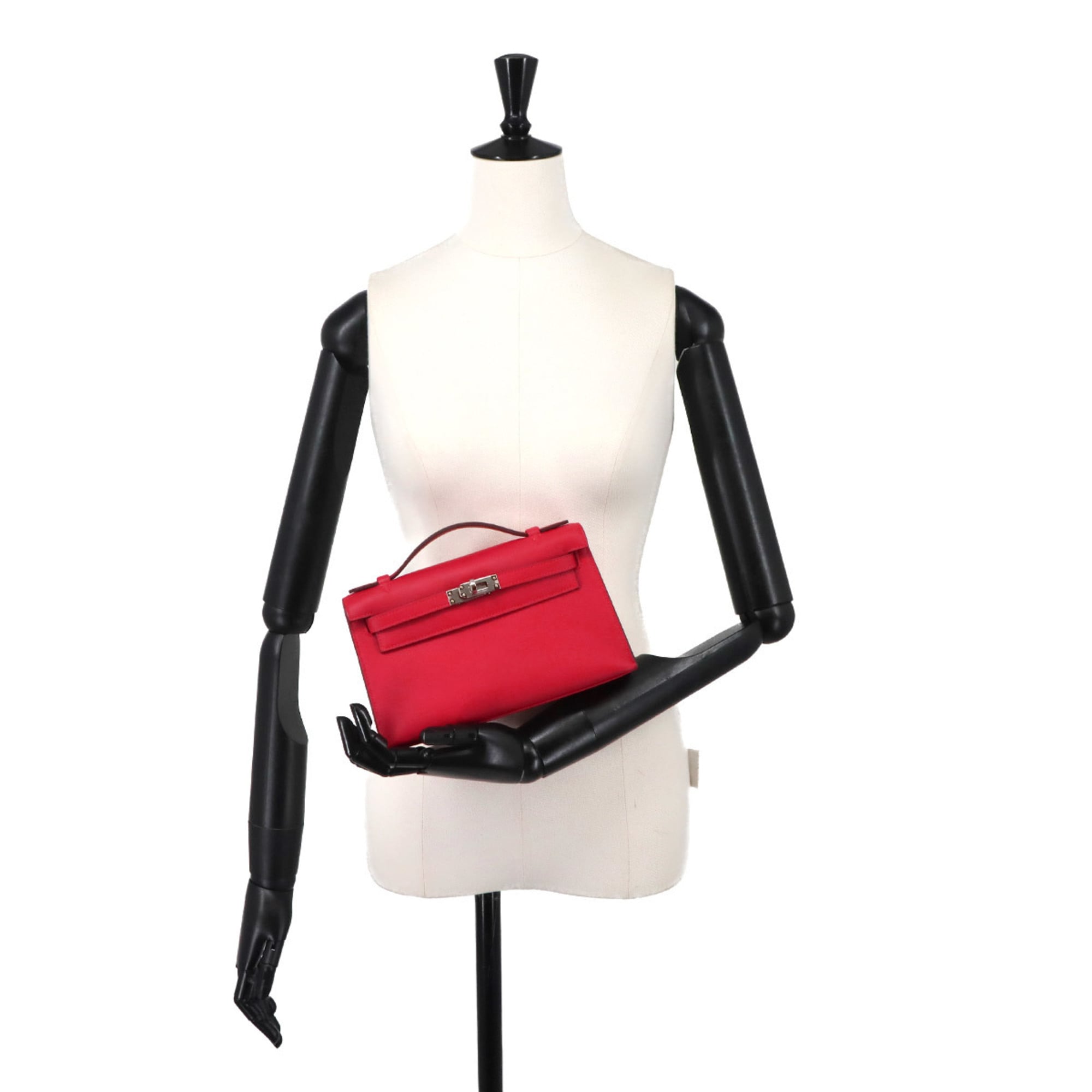 Hermes Red Color Swift Leather Handbag Pochette (Pre-Owned)