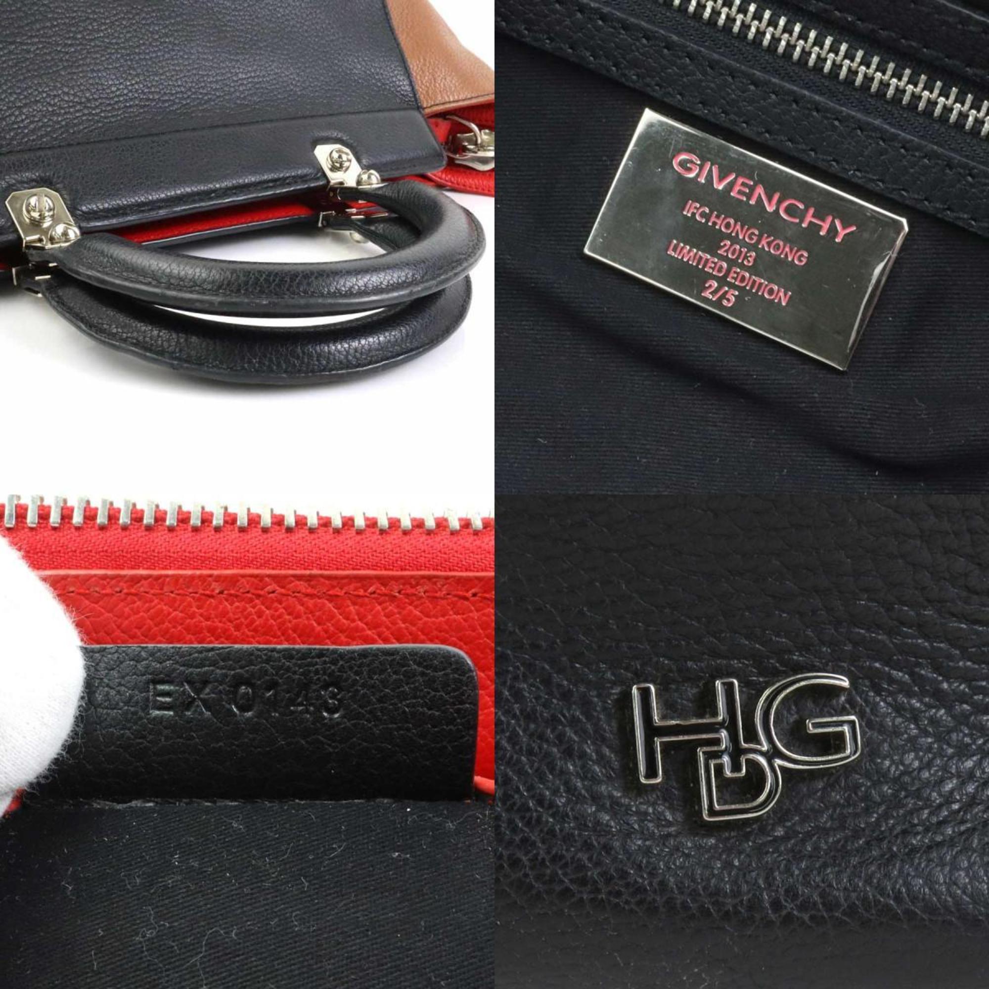 Givenchy Black Brown Red Color Leather Handbag Shoulder Bag (Pre-Owned)