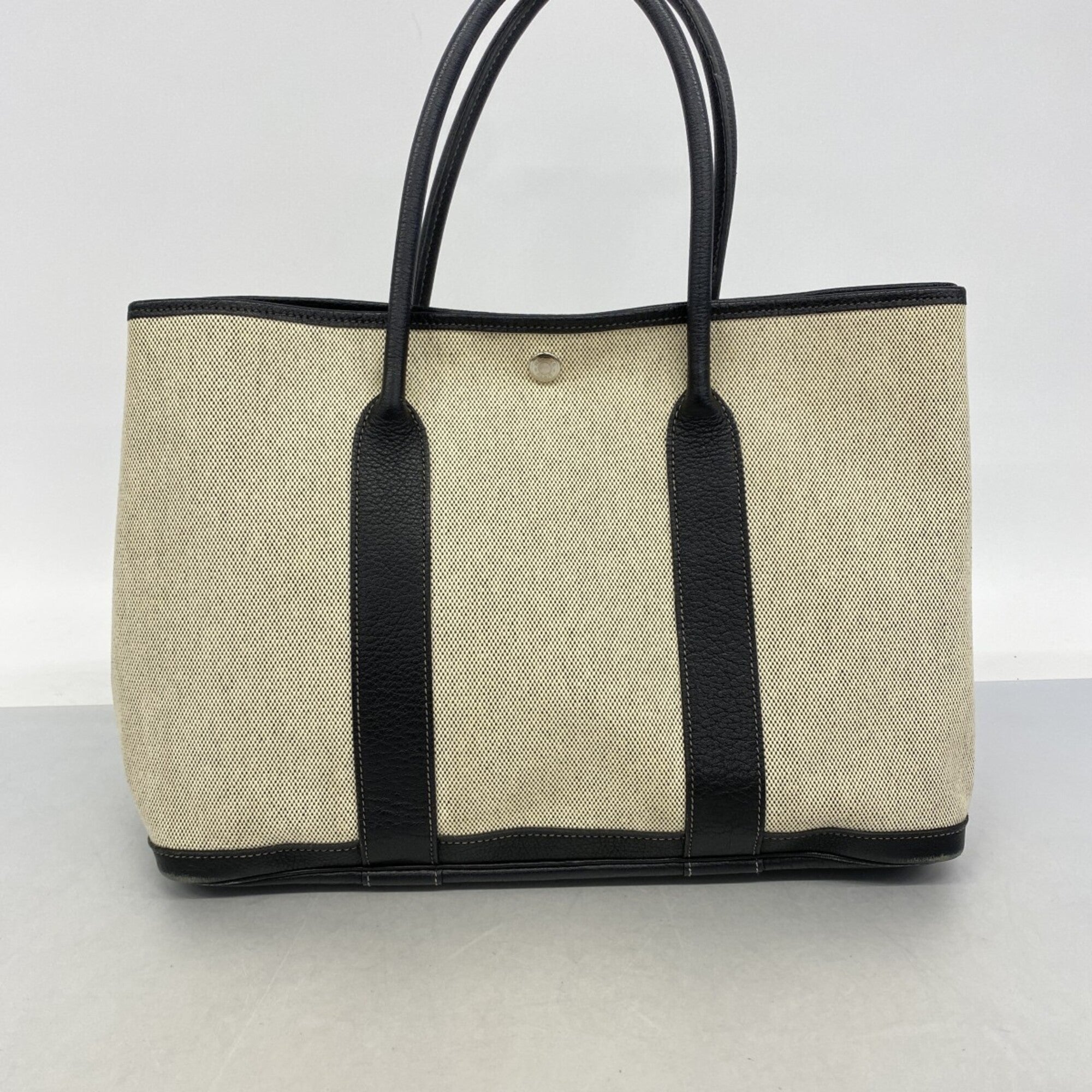Hermes Beige Black Toile H Tote Bag (Pre-Owned)