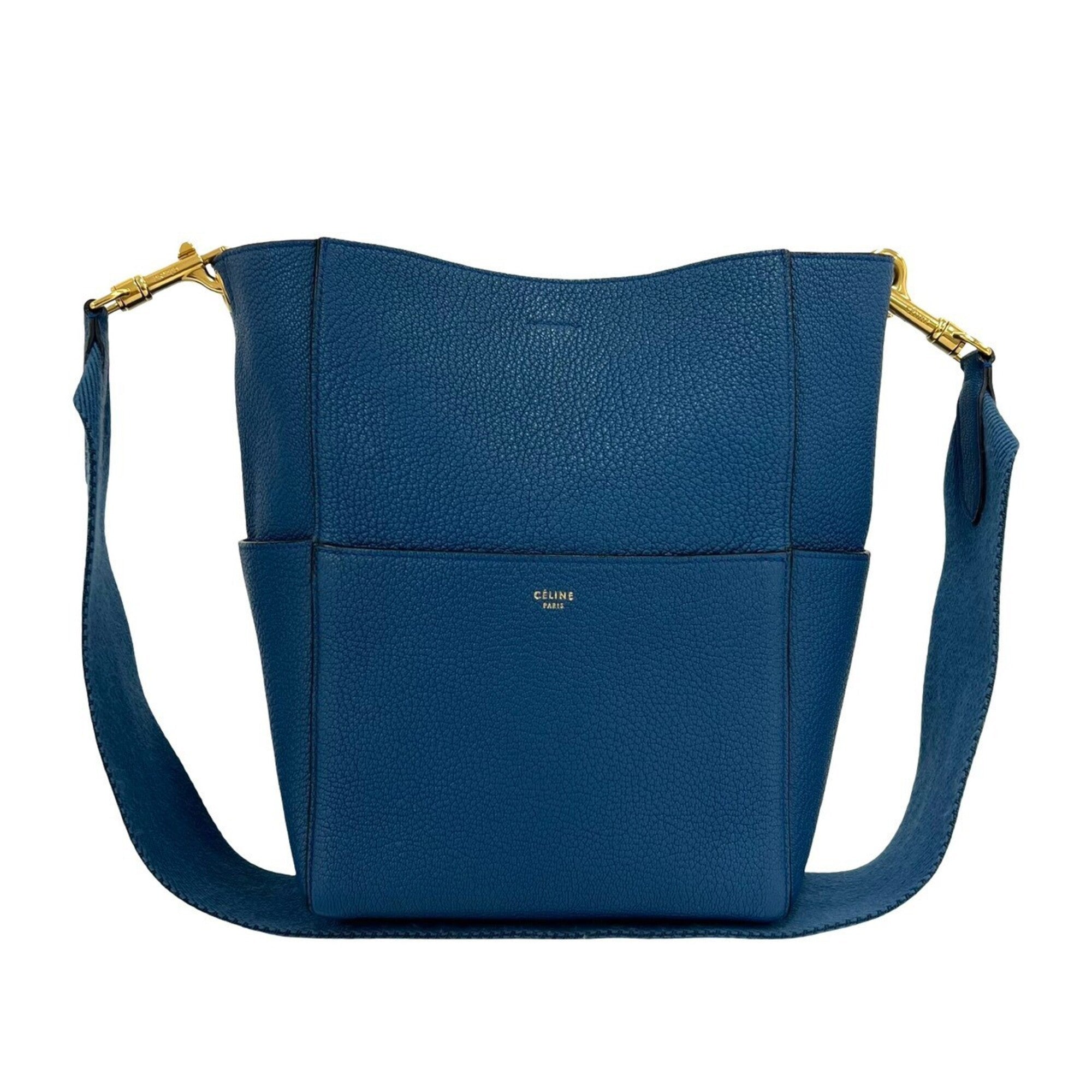 Celine Blue Leather Shoulder Bag Tote Bag (Pre-Owned)
