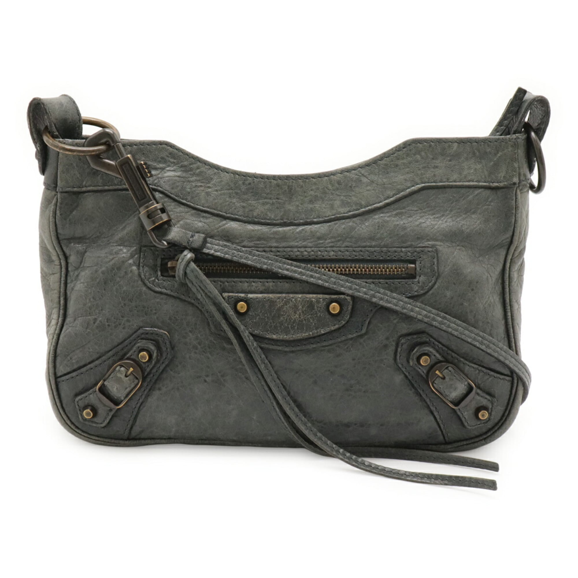 Balenciaga Green Leather Pochette Shoulder Bag (Pre-Owned)