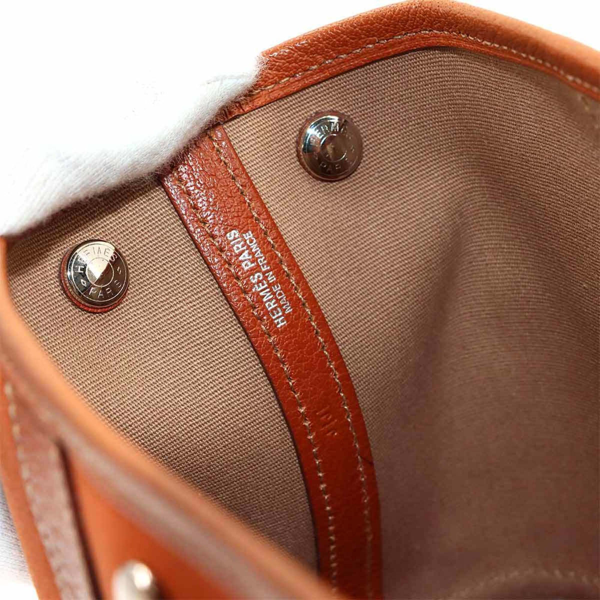Hermes Potiron Toile Officier Leather Handbag (Pre-Owned)